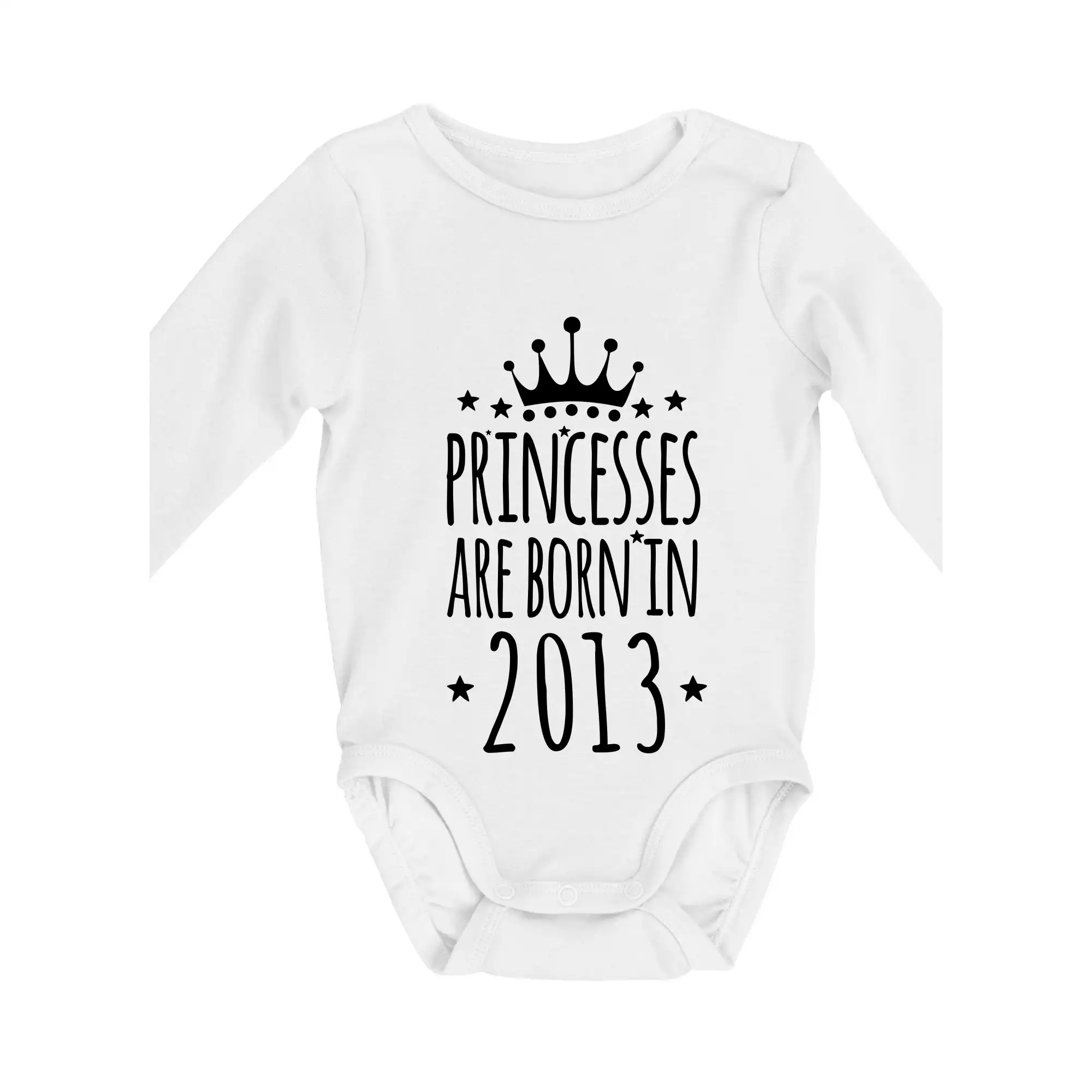 Tričká k narodeninám - Princesses are born in 2013 - Body dojčenské s dlhým rukávom