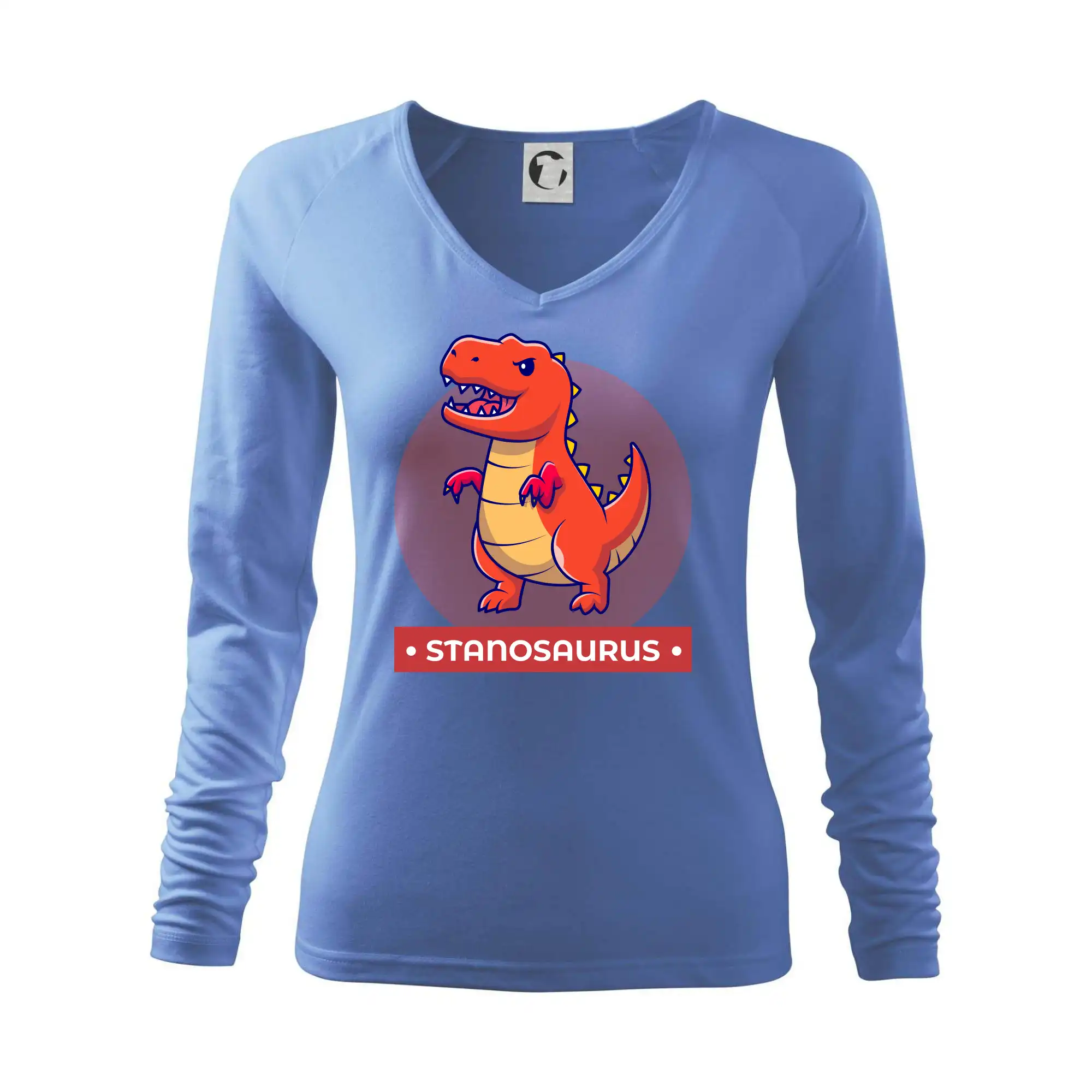 Detské tričká, mikiny a body s originálnymi potlačami | Veselé motívy pre chlapcov aj dievčatá - Dinosaurie mená - oranžový dinosaurus - Tričko dámske Elegance