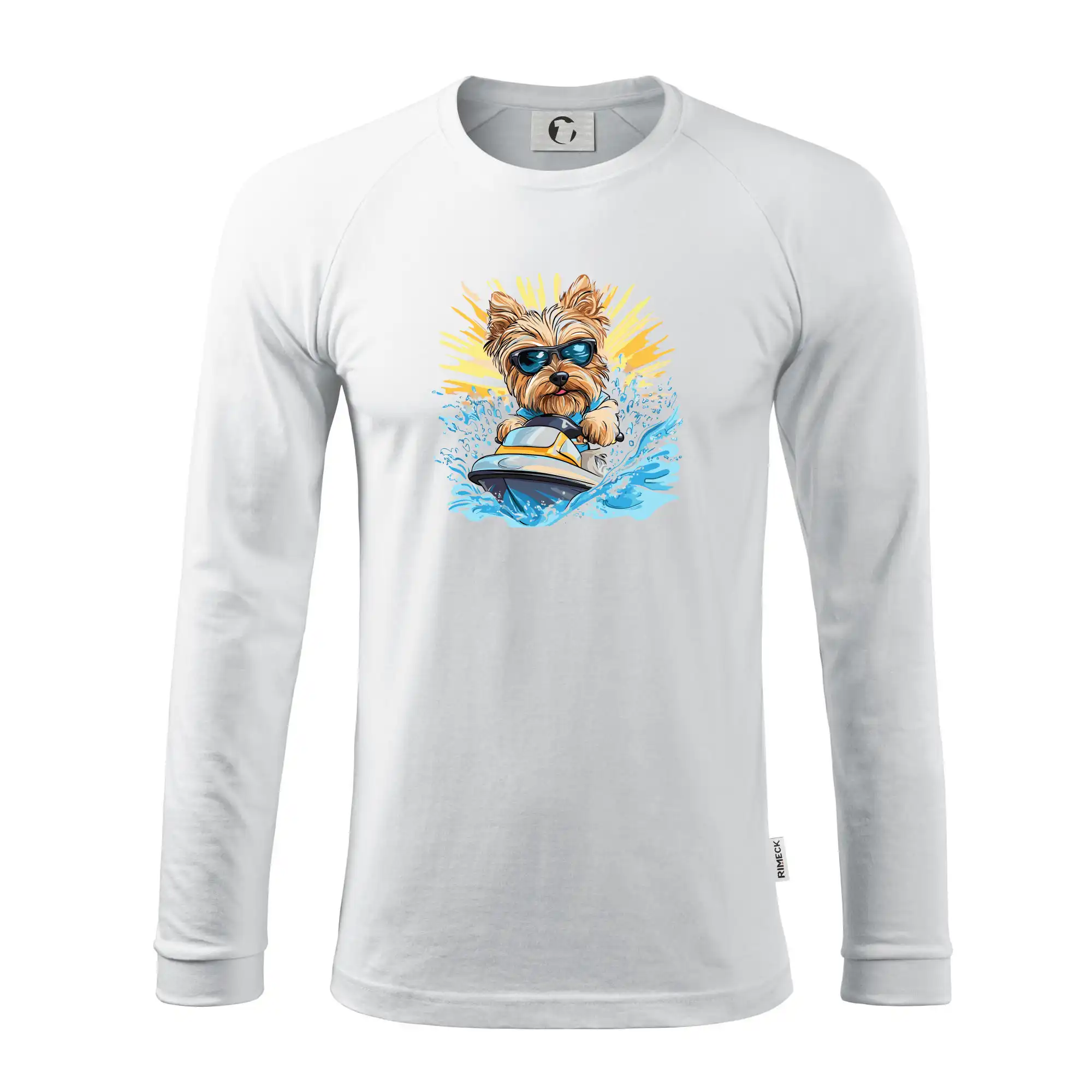 Yorkšírský teriér na vodním skútru