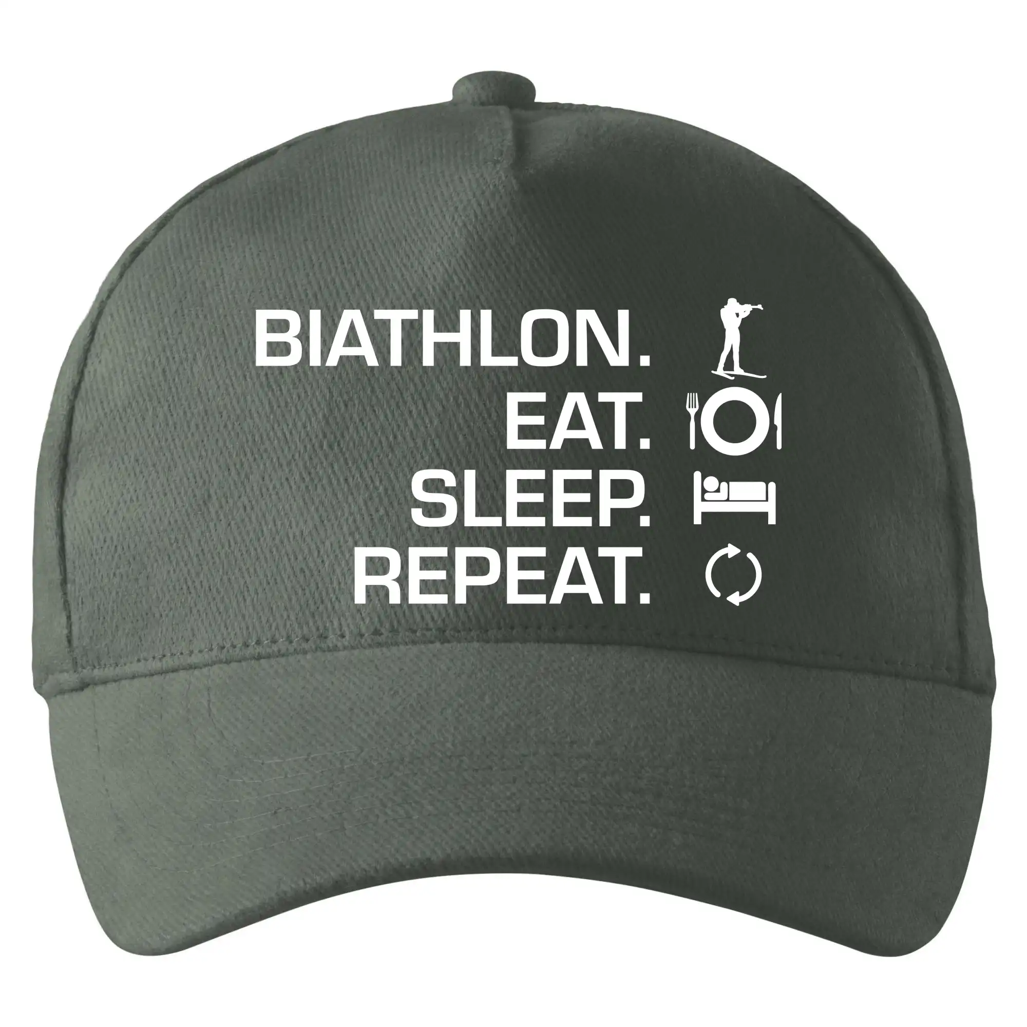 Lyže a Snowboard - Biathlon Eat Sleep Repeat - Šiltovka so zahnutým šiltom a mosaznou sponou