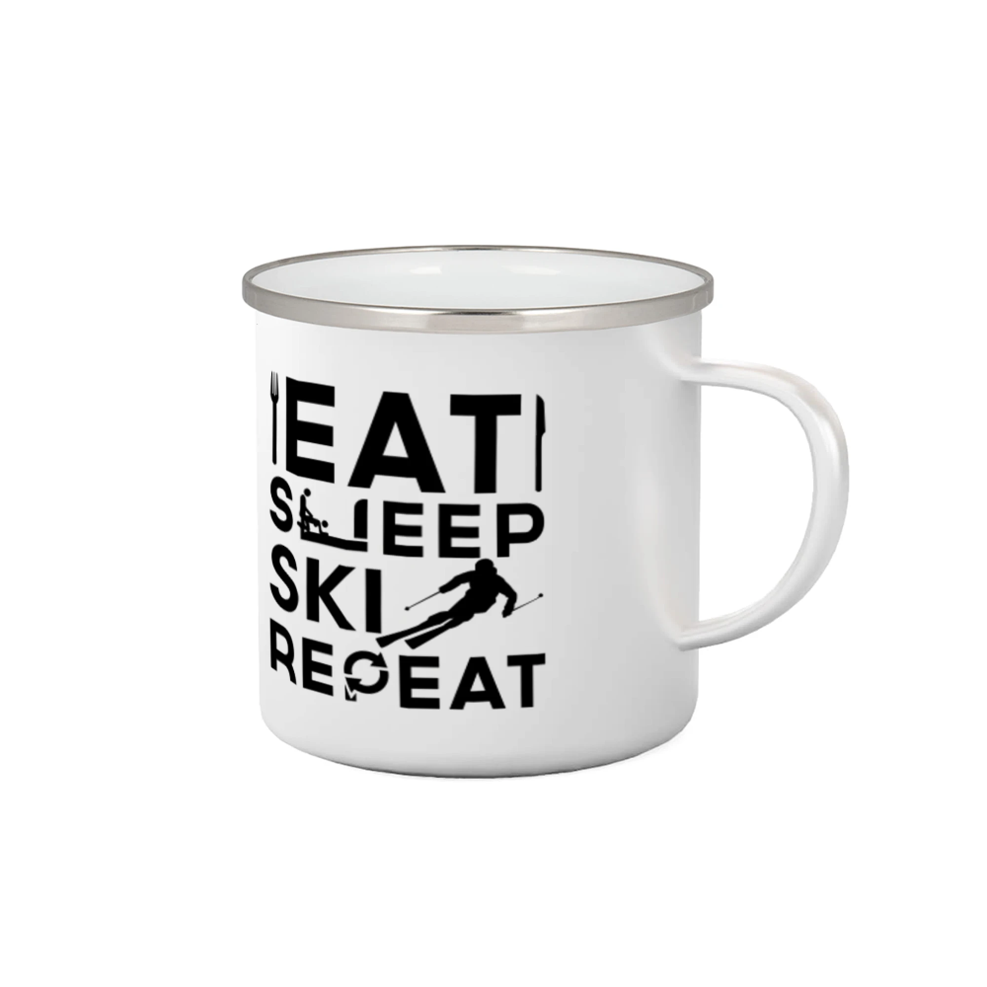 Lyže a Snowboard - Eat sleep ski repeat - Plecháčik