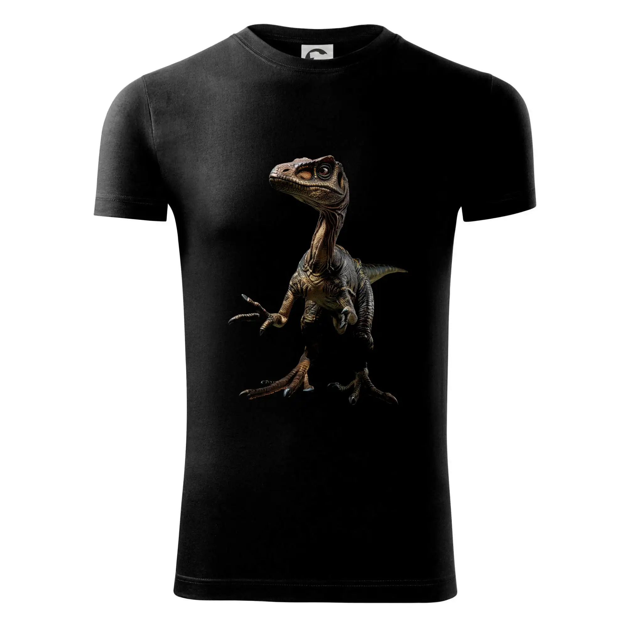 Tričká so zvieratami - Velociraptor čierna fotka - Viper FIT - Pánske zúžené tričko