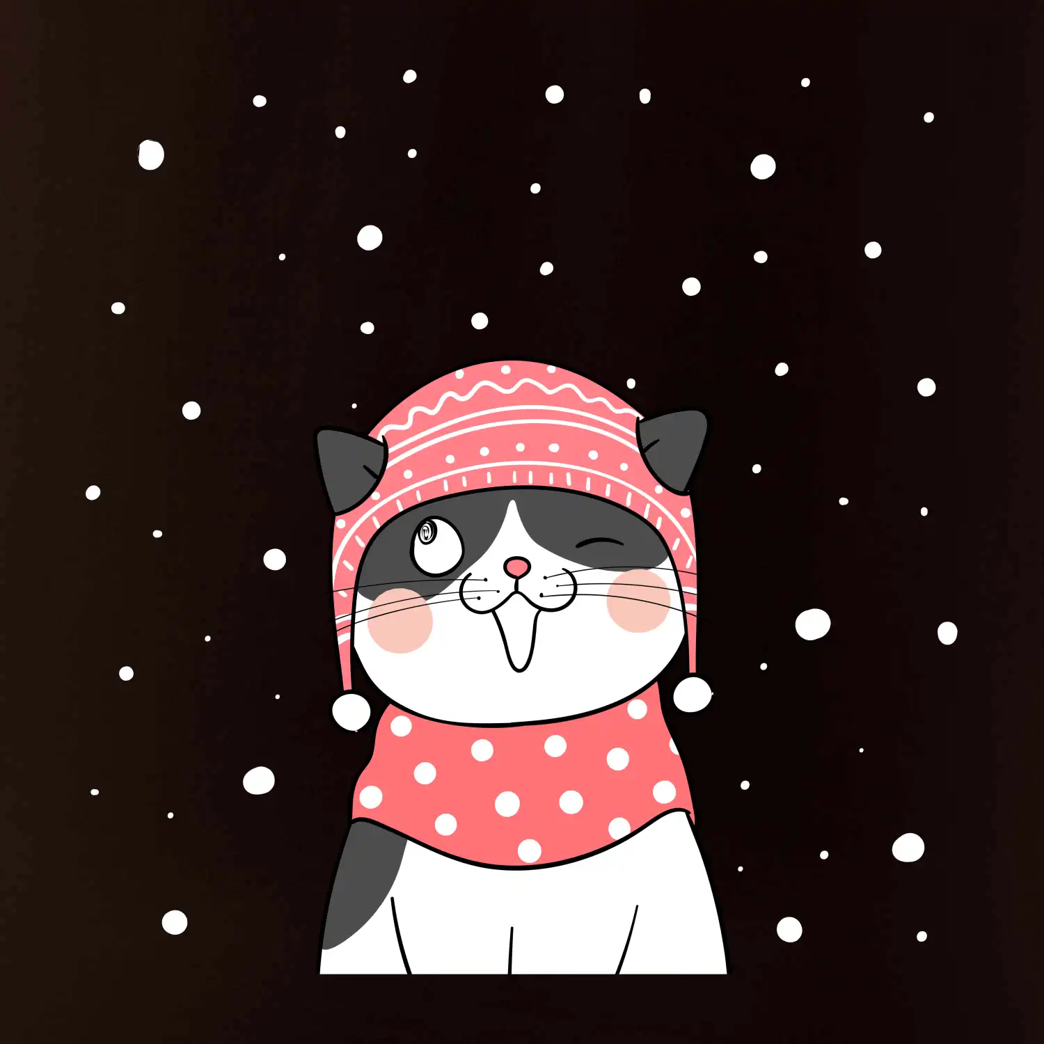 Mačka v zimnej čiapke