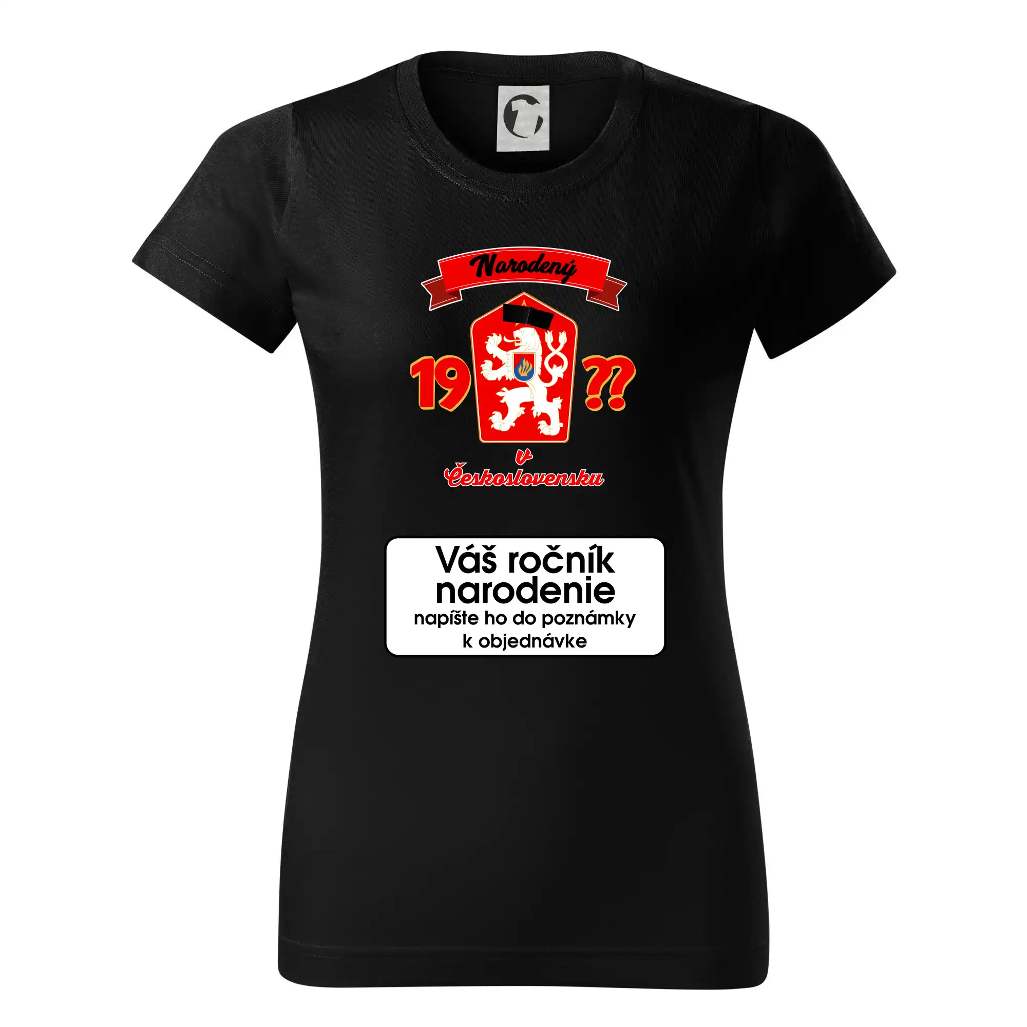 Prelepená hviezda - Narodený v Československu - vlastný ročník - Dámske tričko basic - ľahko voľnejšie a dlhšie