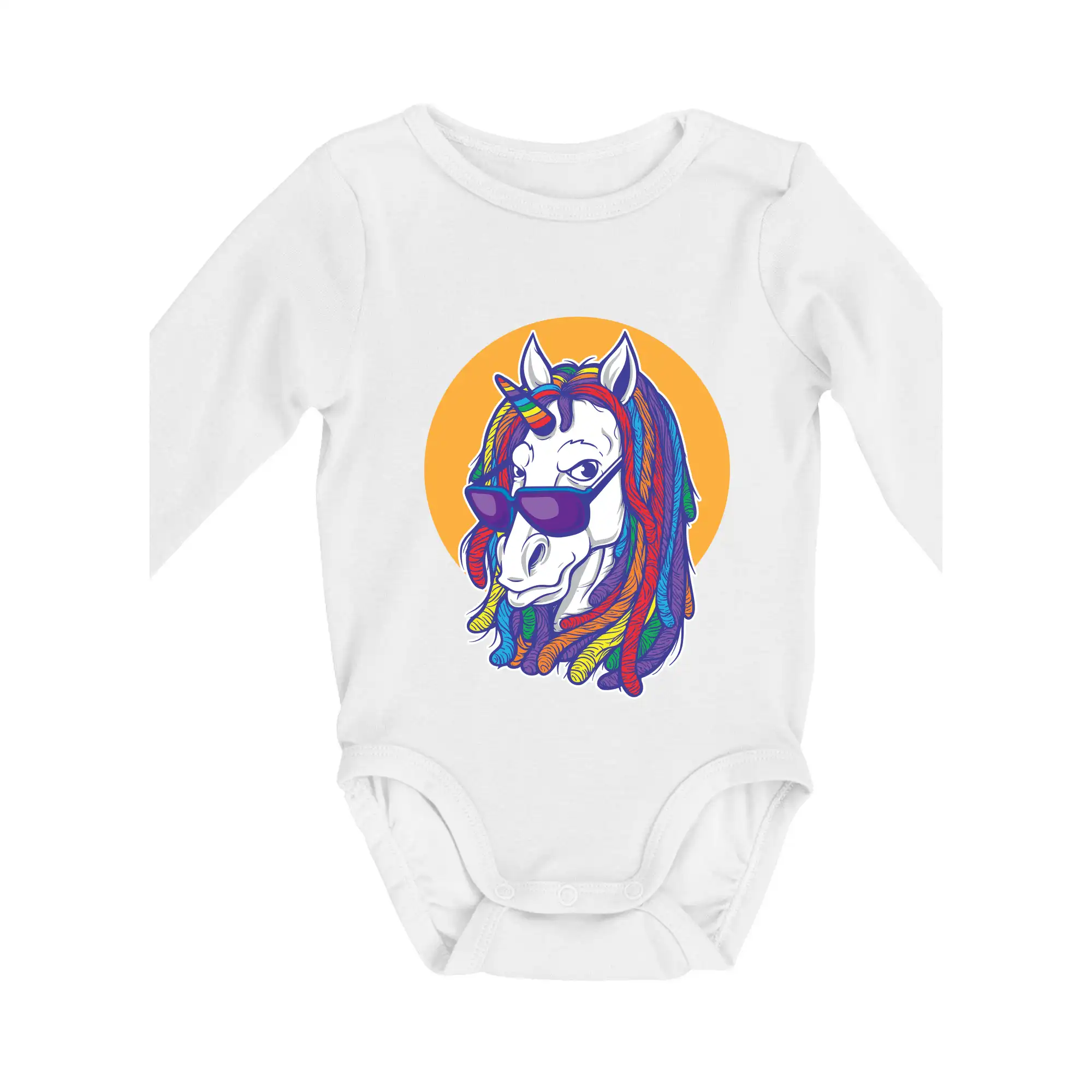 Tričká s jednorožcom - Rasta unicorn - Body dojčenské s dlhým rukávom