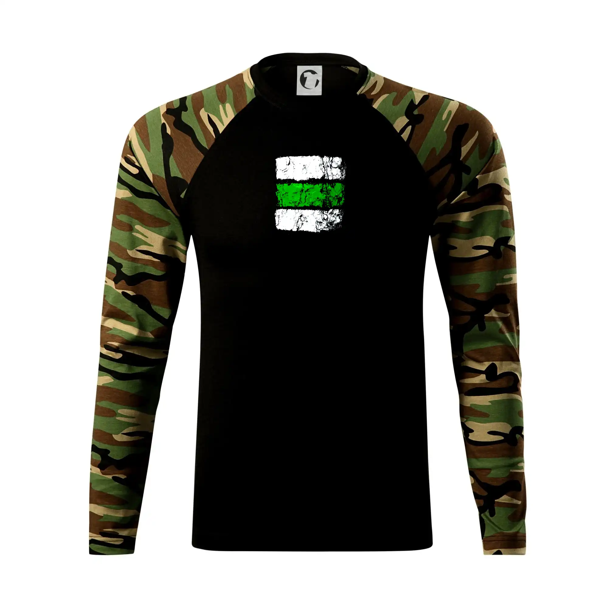 Trička pre cestovateľov - Turistická značka - zelená - Camouflage LS