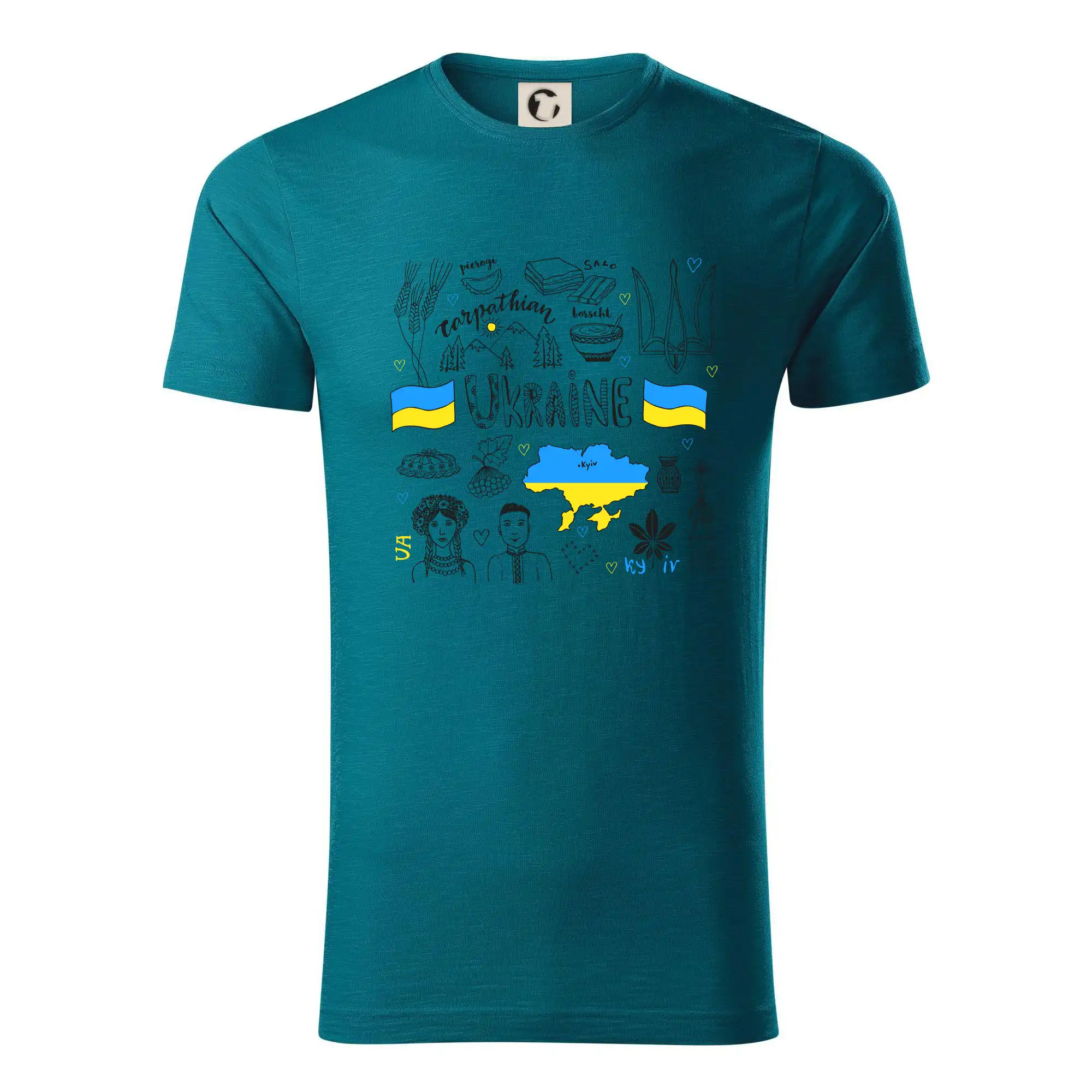 Tričká s vlajkou ukrajiny - Ukrajina folklór - kreslené obrázky - Tričko z organickej bavlny