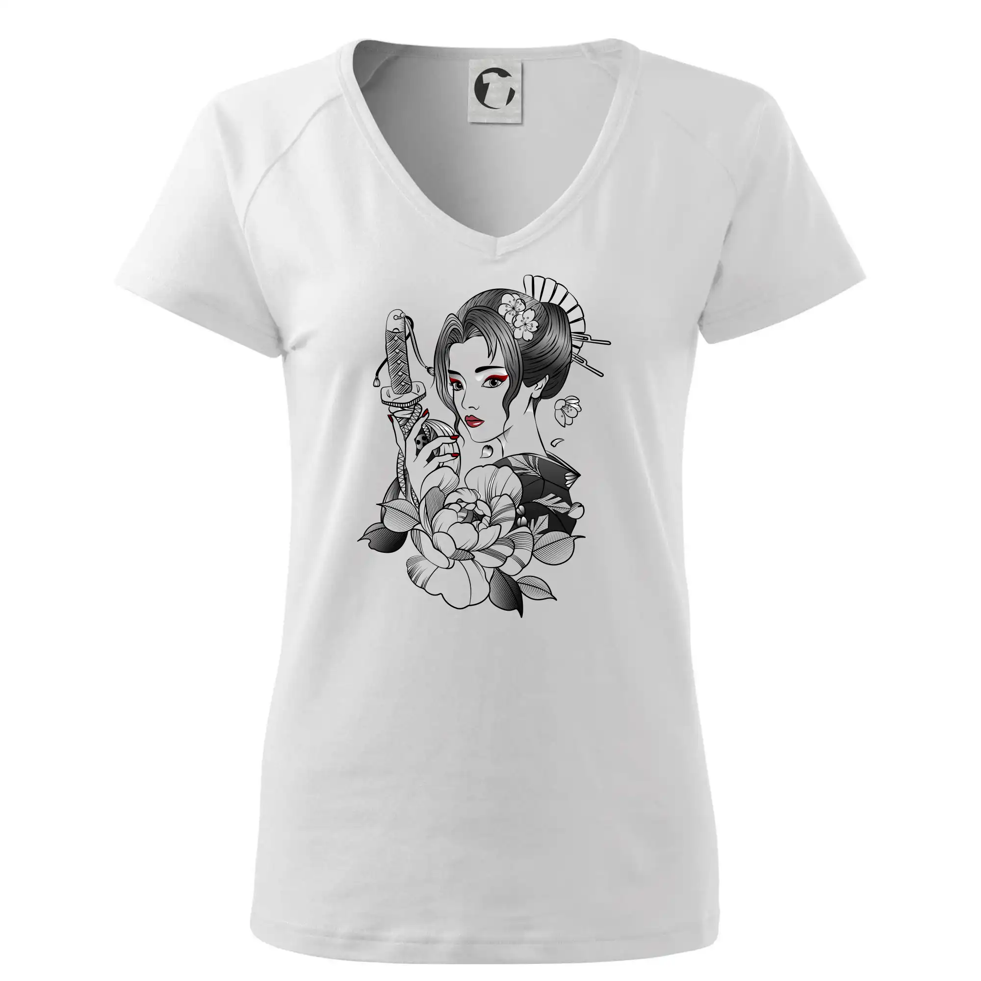 Japonsko - žena s červenými ústy