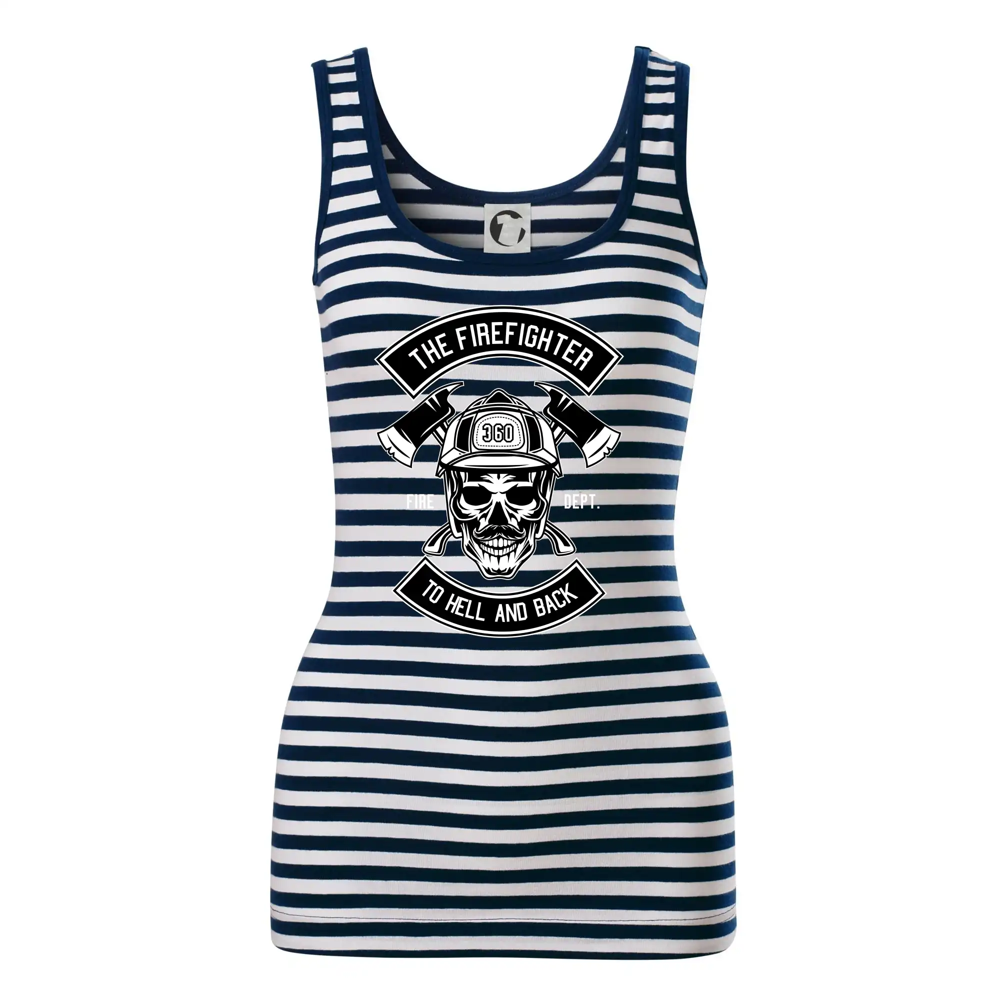 Originálne tričká pre hasičov - Lebka hasič do pekla a späť - Sailor tielko na vodu