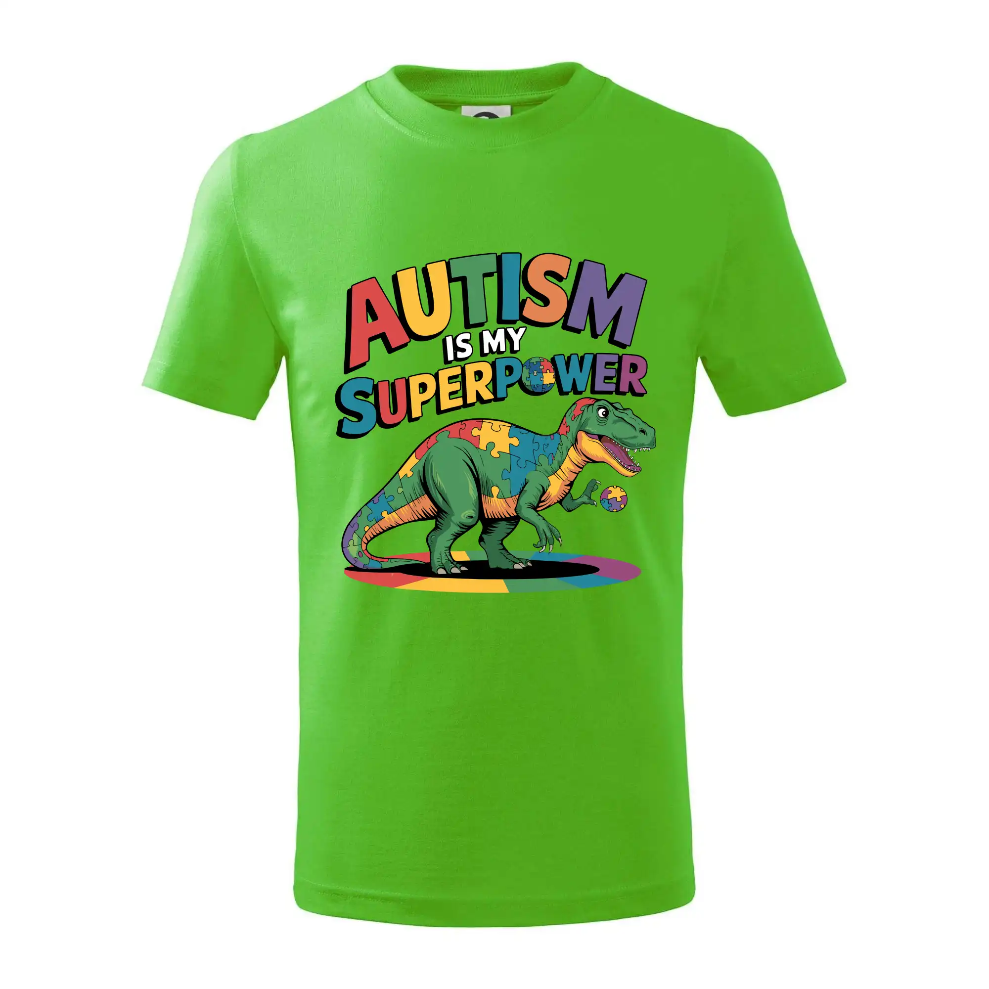 Tričká s motívom autizmu & osveta - Autism is my superpower dinosaurus - Tričko detské bavlnené