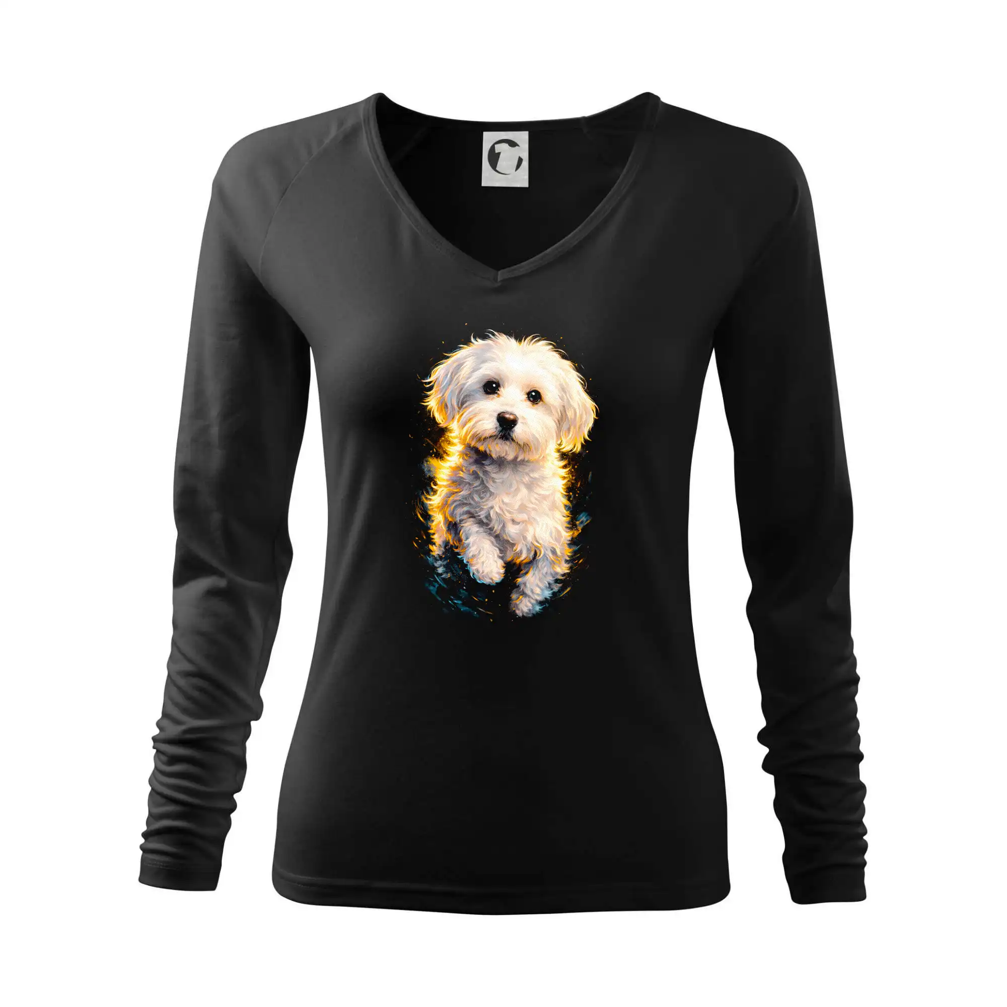 Ostatné psie plemená - Obrázok poltón Maltezský psík - Tričko dámske Elegance