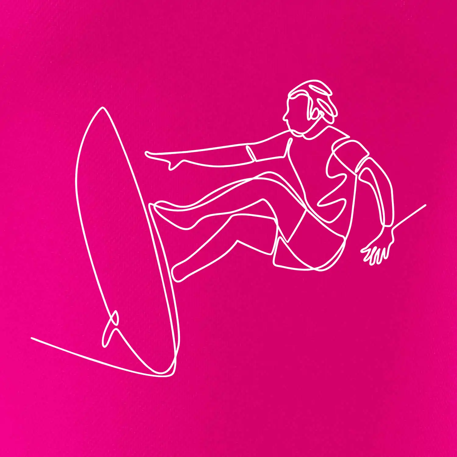 Surfař na vlně jedním tahem