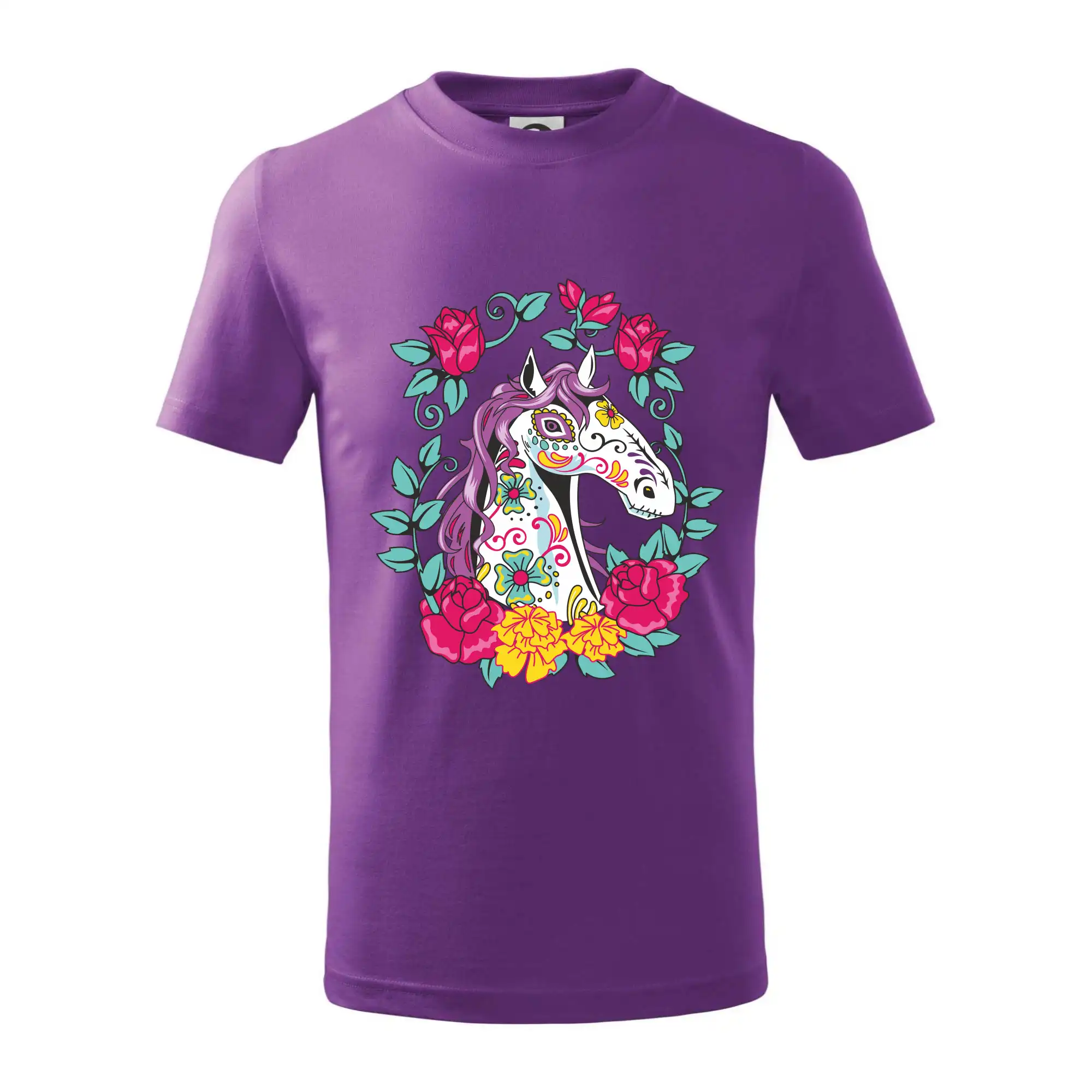 Kůň barevný s květinami