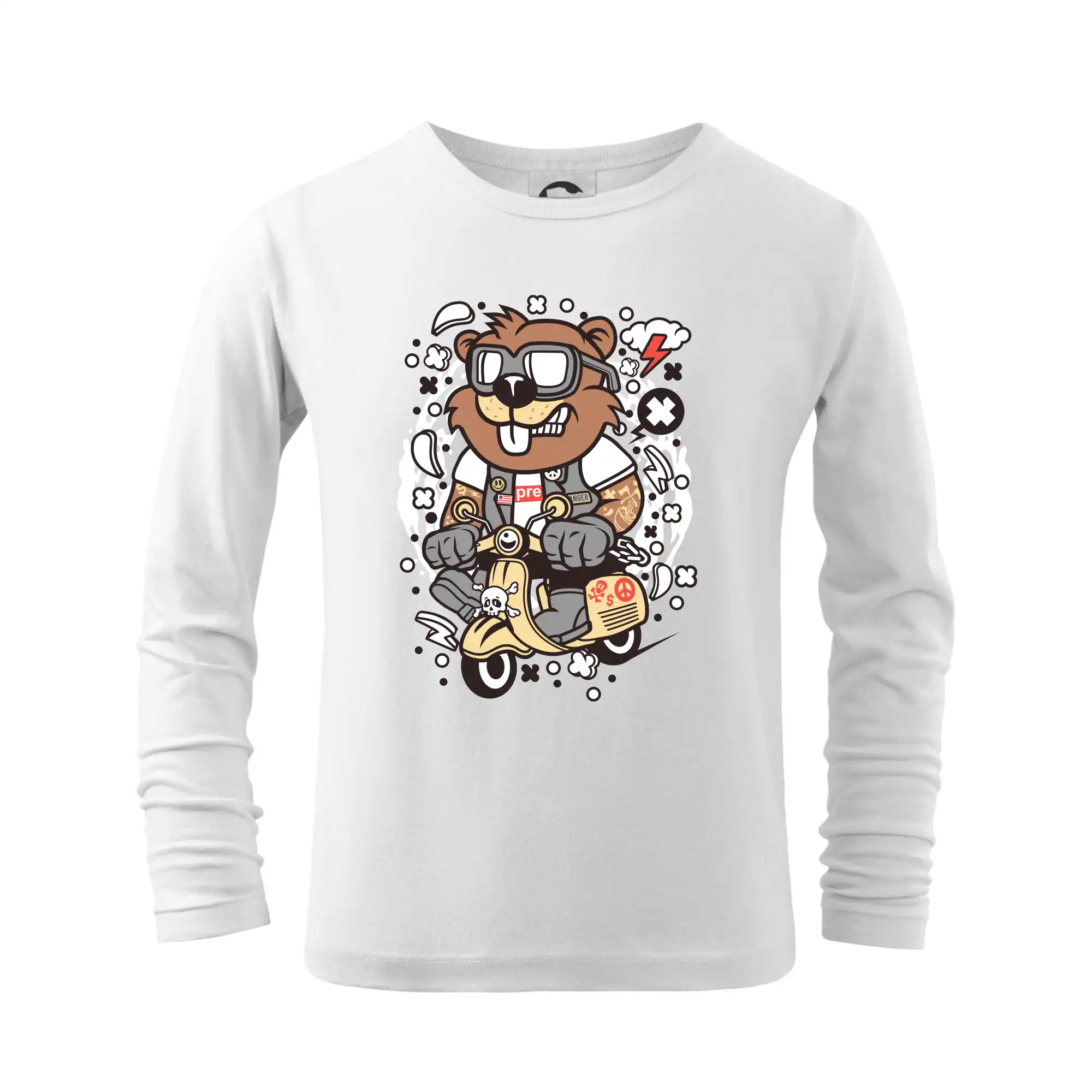 Tričko sa skútrom - Syseľ na skútri - Tričko detské Long Sleeve