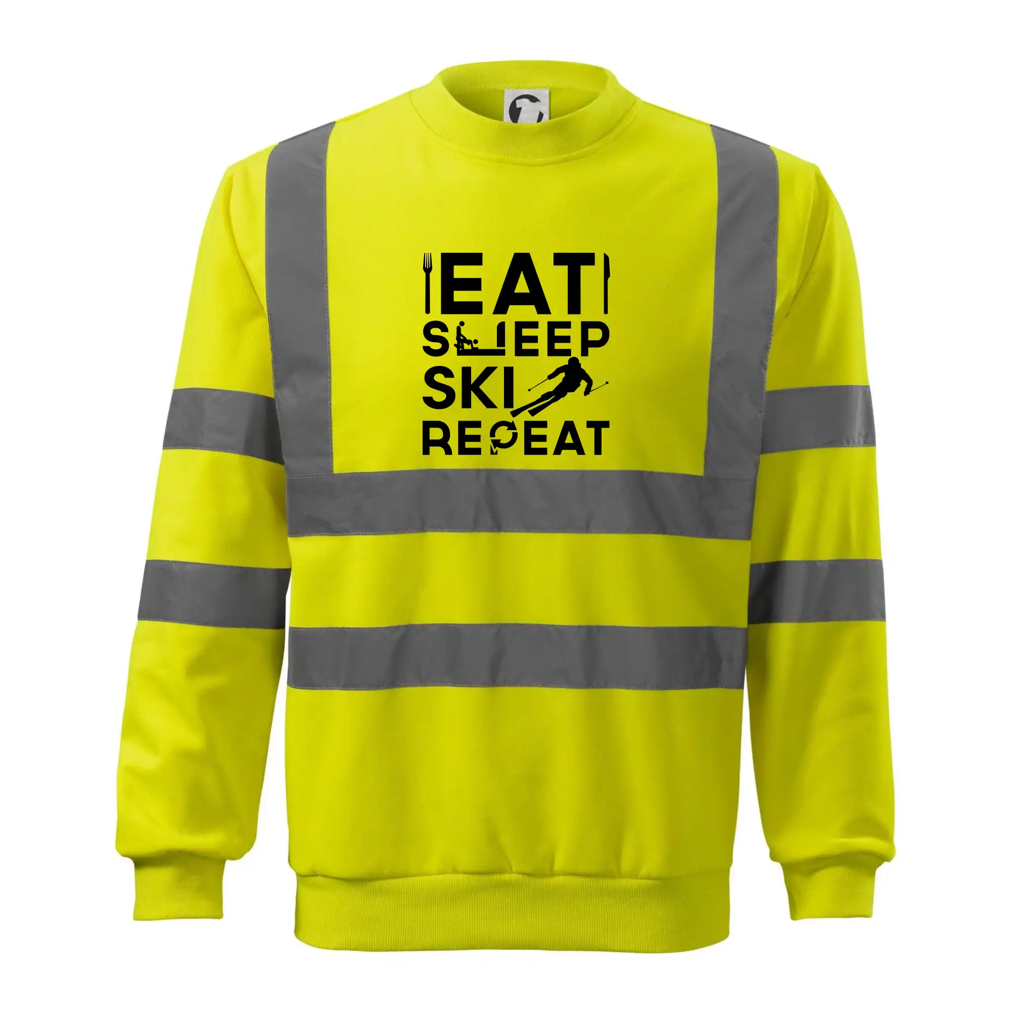 Lyže a Snowboard - Eat sleep ski repeat - Reflexná mikina