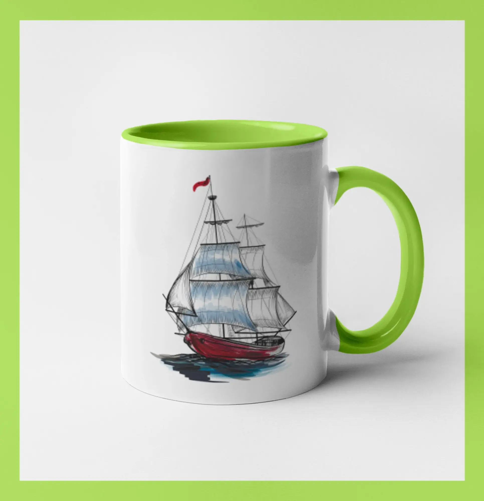 Vodácke tričká - Plachetnica farebná na prsiach - Hrnček 