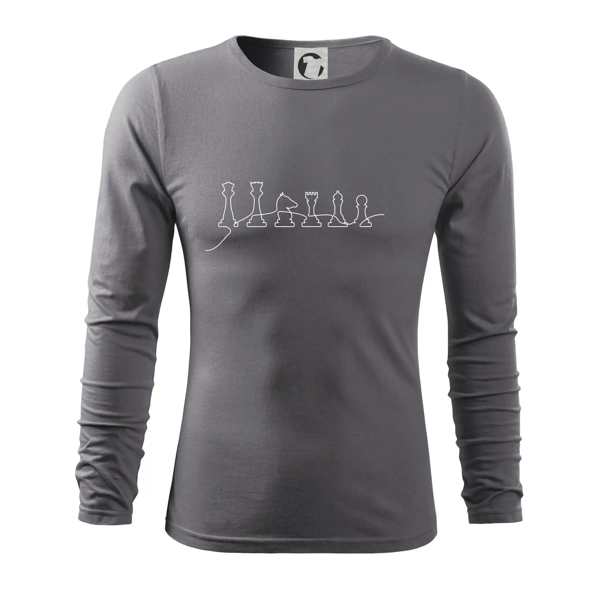 Tričká a mikiny so spoločenskými hrami  - Šachové figúrky v rade - obrys - Tričko s dlhým rukávom FIT-T long sleeve