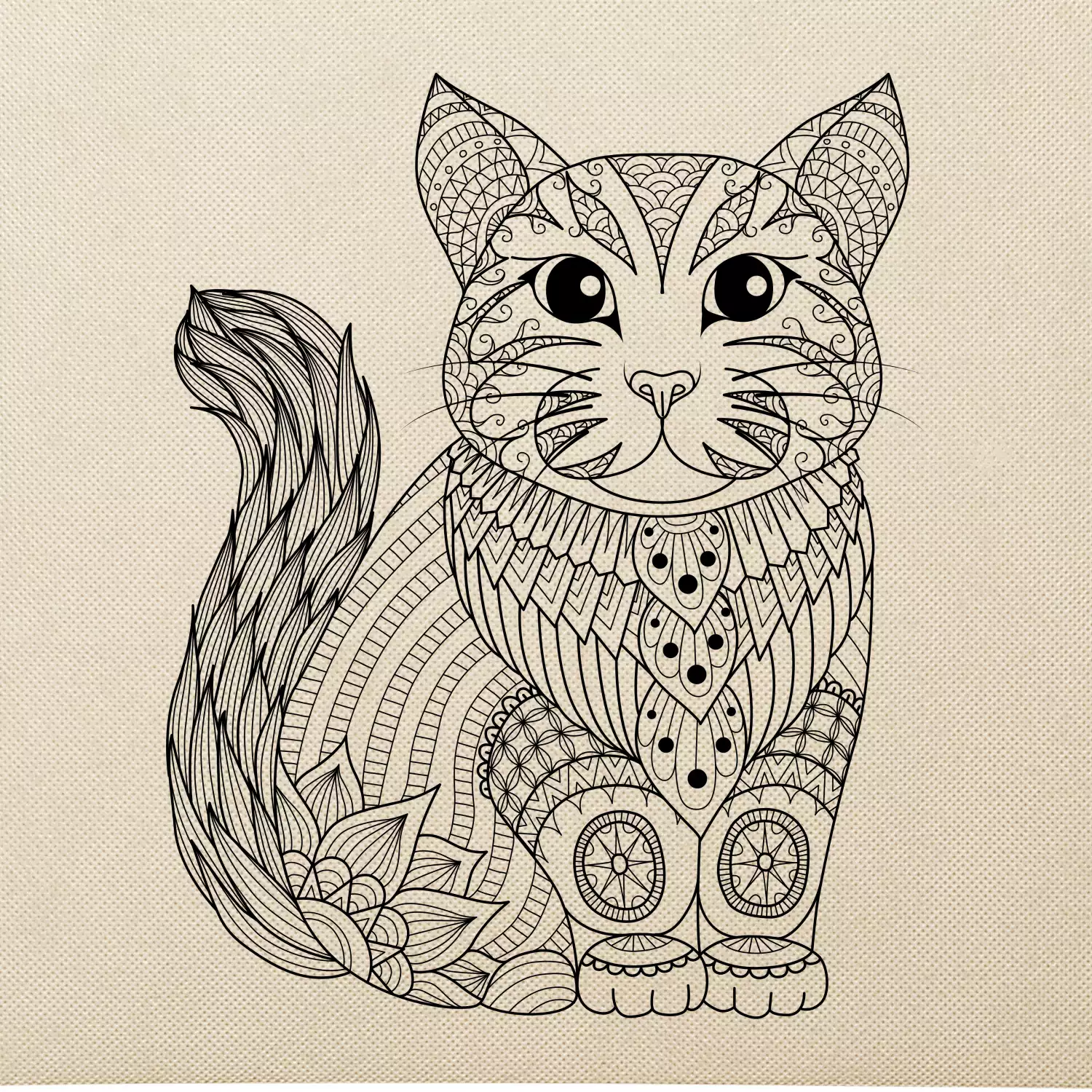 Kočka sedící mandala