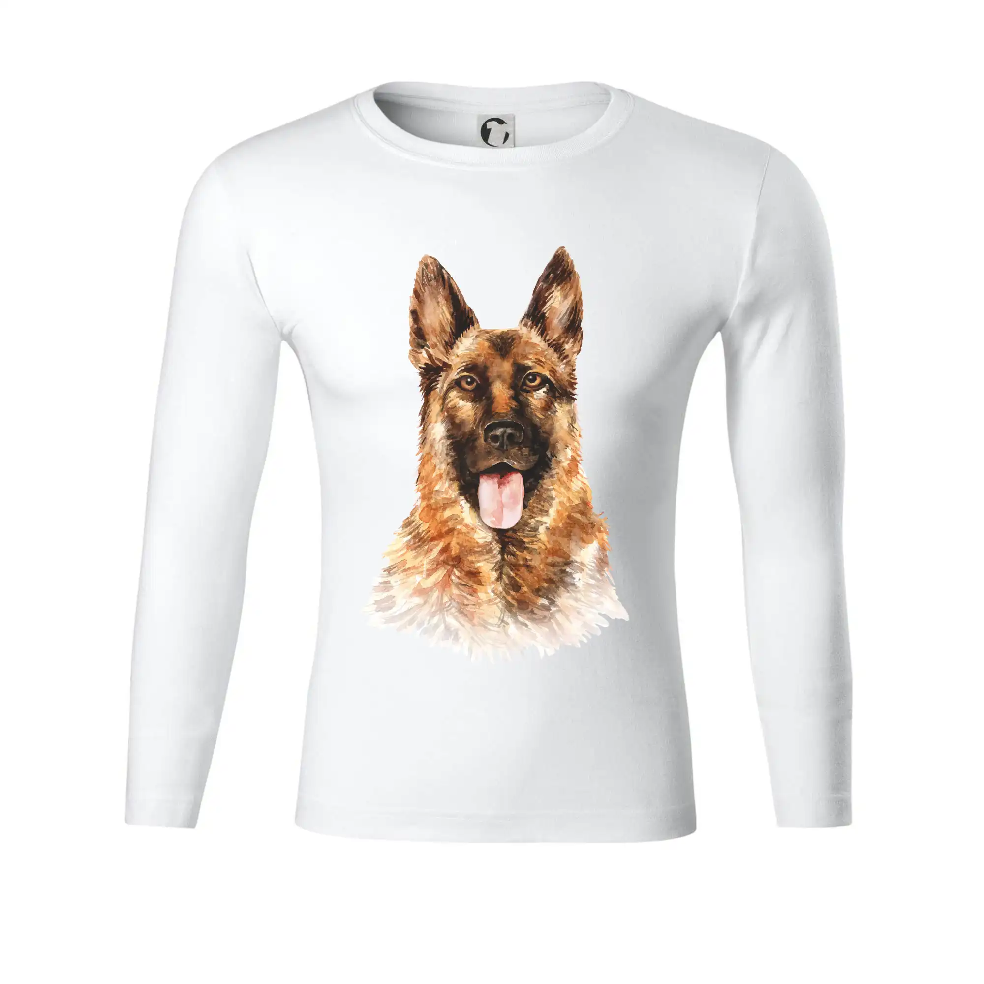 Nemecký ovčiak - German shepherd - vodová farba - Tričko Progress s dlhým rukávom