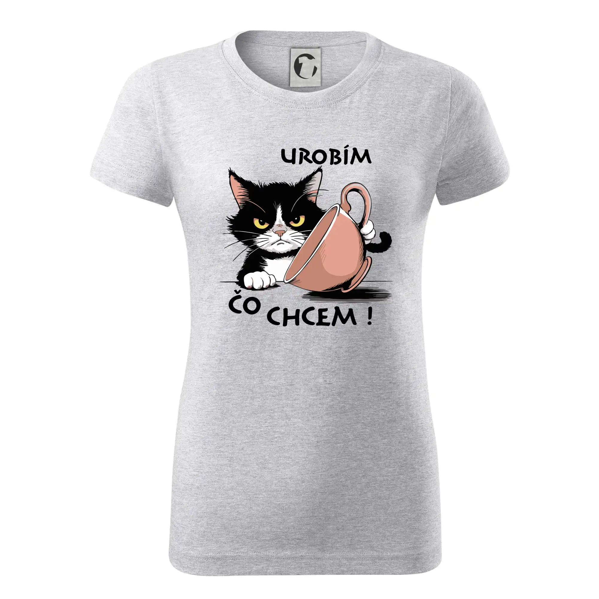 Vtipná tričká s mačkou - Mačka urobím čo chcem - Dámske tričko basic - ľahko voľnejšie a dlhšie