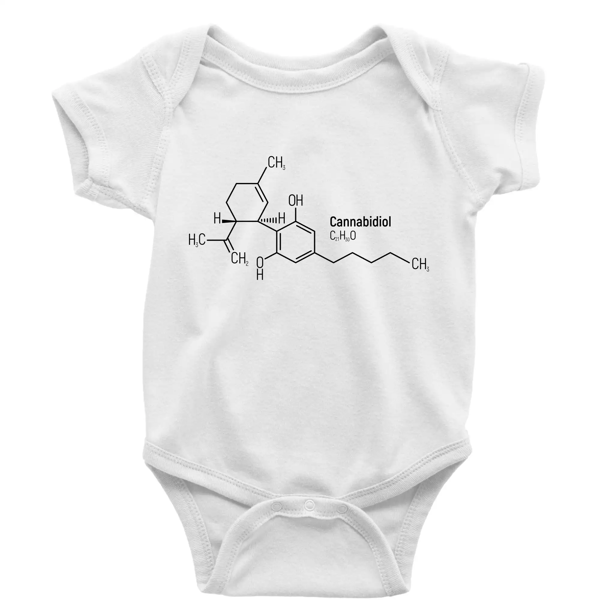 Vtipné tričká pre Chemiky - Molekulárna štruktúra CBD (Canabidiol) - Body dojčenské s krátkym rukávom
