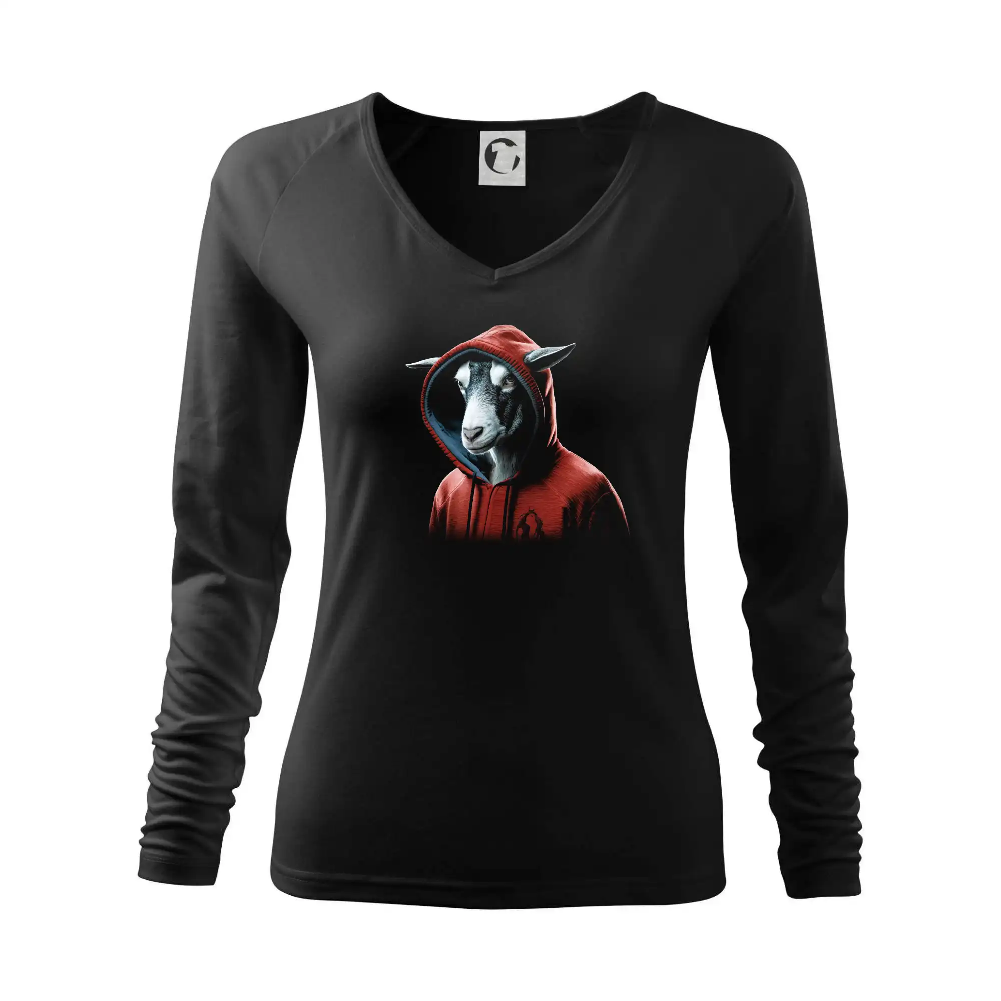 Tričká so zvieratami - Koza v mikině - Tričko dámske Elegance