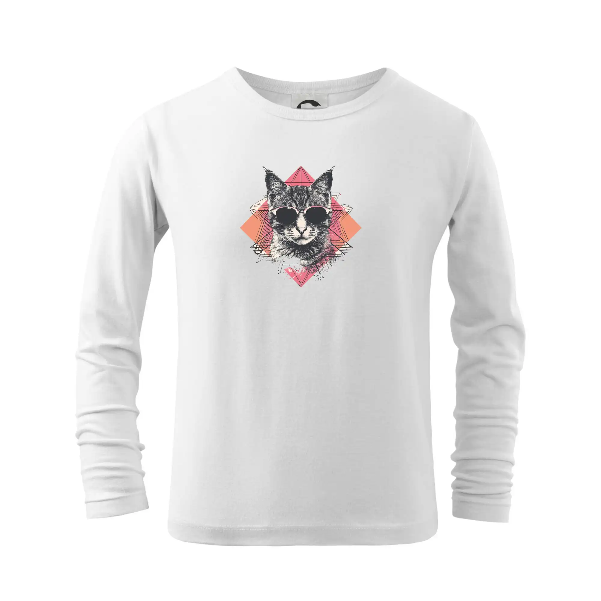 Vtipná tričká s mačkou - Mačka umelkyňa s okuliarmi - Tričko detské Long Sleeve