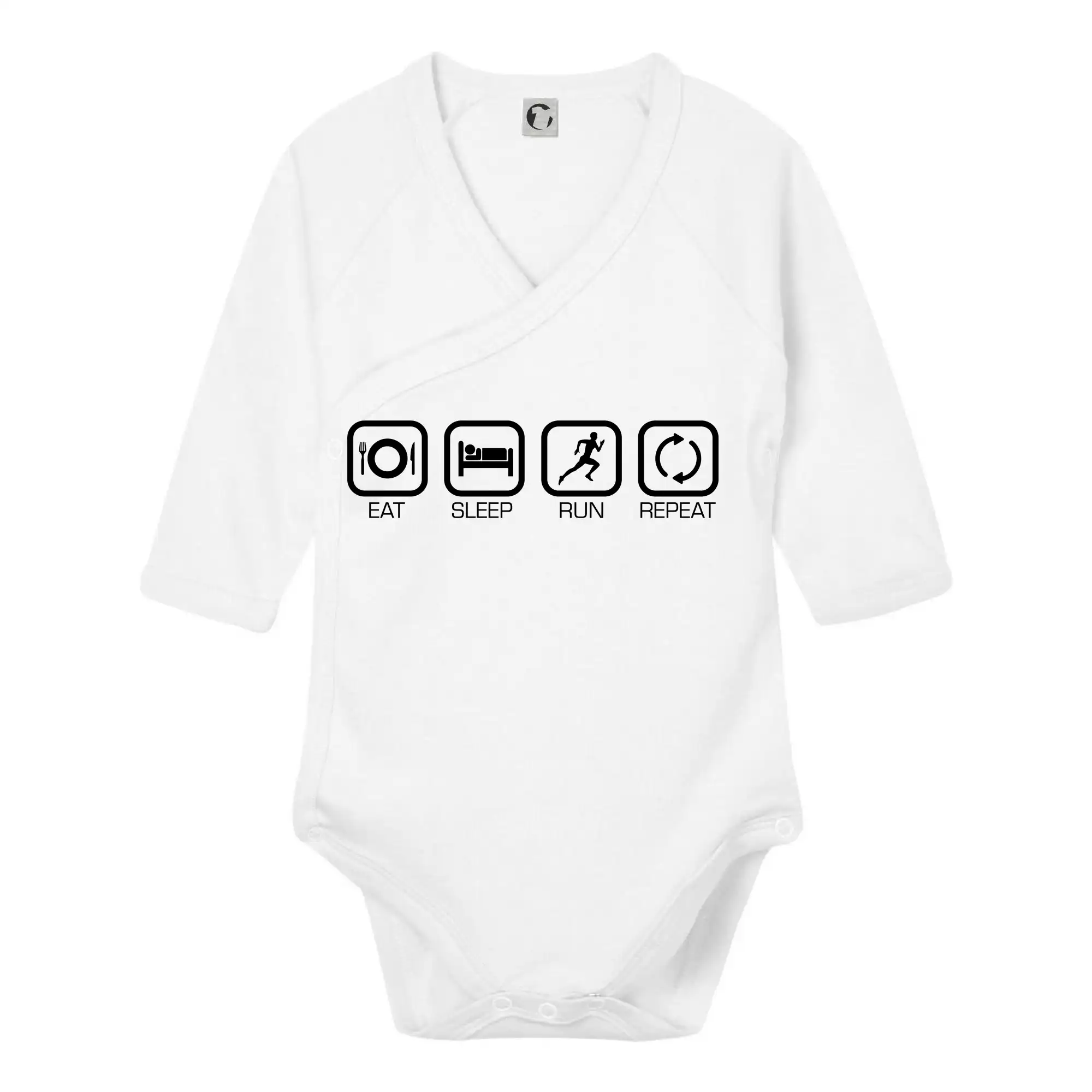 Tričká pre bežcov - Eat sleep run repeat v rade - Body zavinovacie s dlhým rukávom