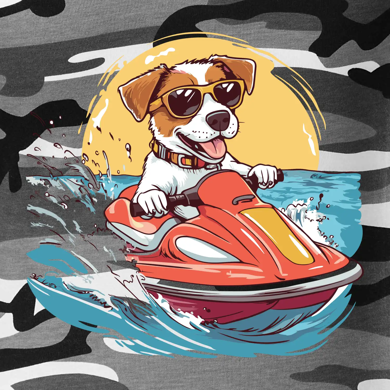 Jack russell teriér na vodním skútru