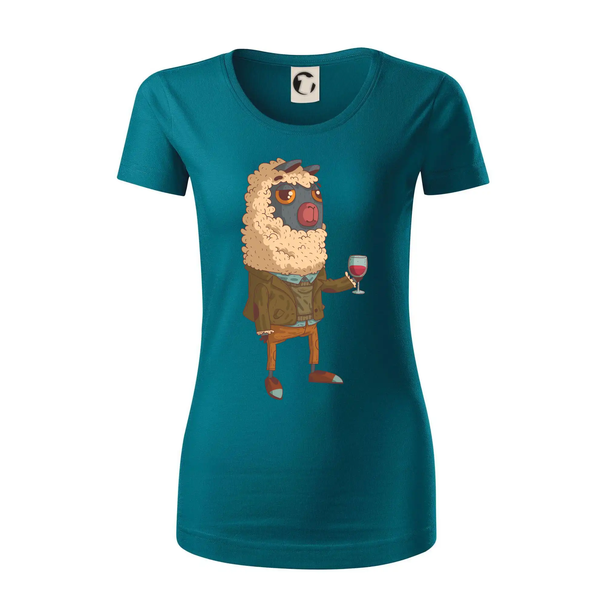 Alpaka s vínem muž