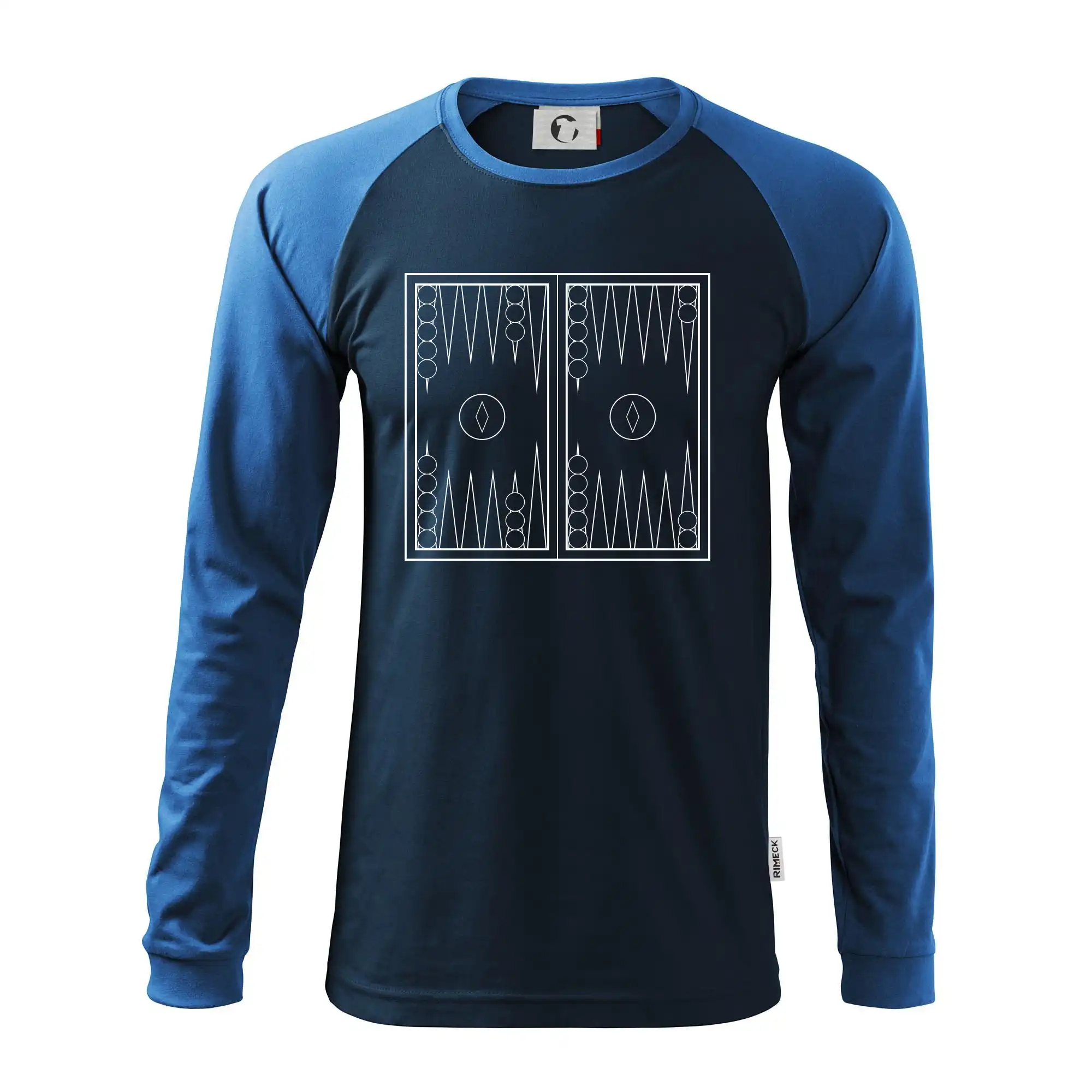 Tričká a mikiny so spoločenskými hrami  - Backgammon čiernobiely - Pánske tričko s dlhým rukávom LS130