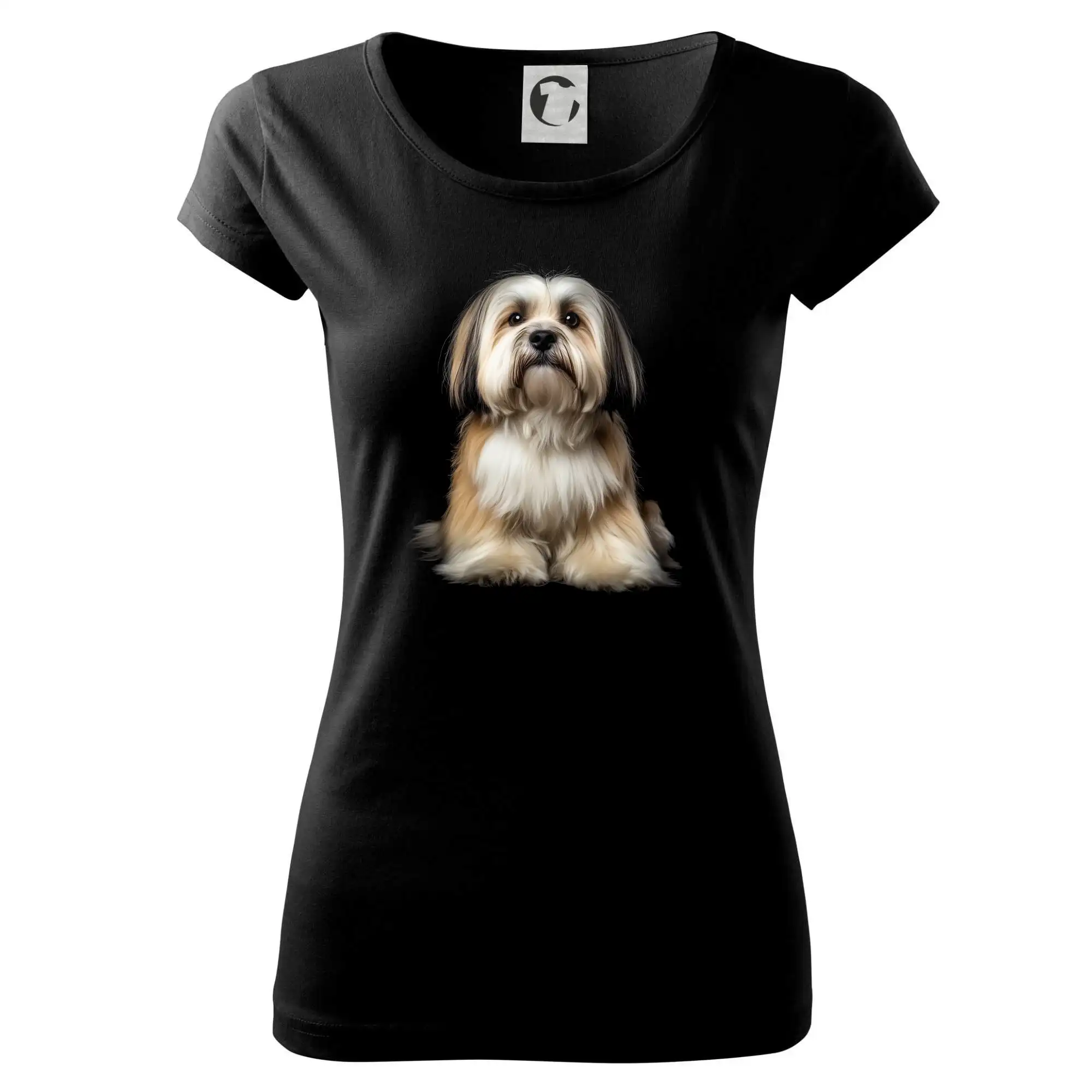 Ostatné psie plemená - Lhasa Apso čierna fotka - Dámske tričko Pure