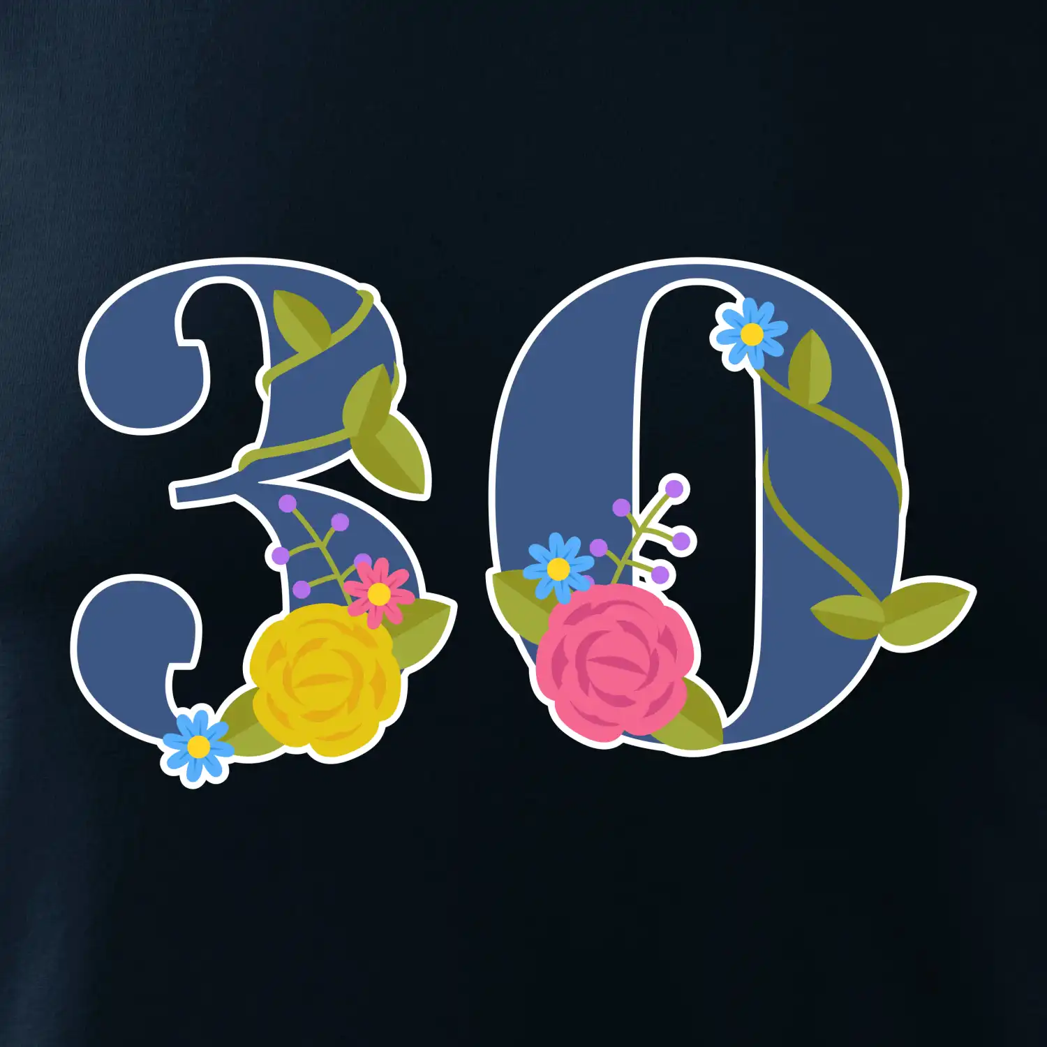 Květinové číslo kreslené - 30
