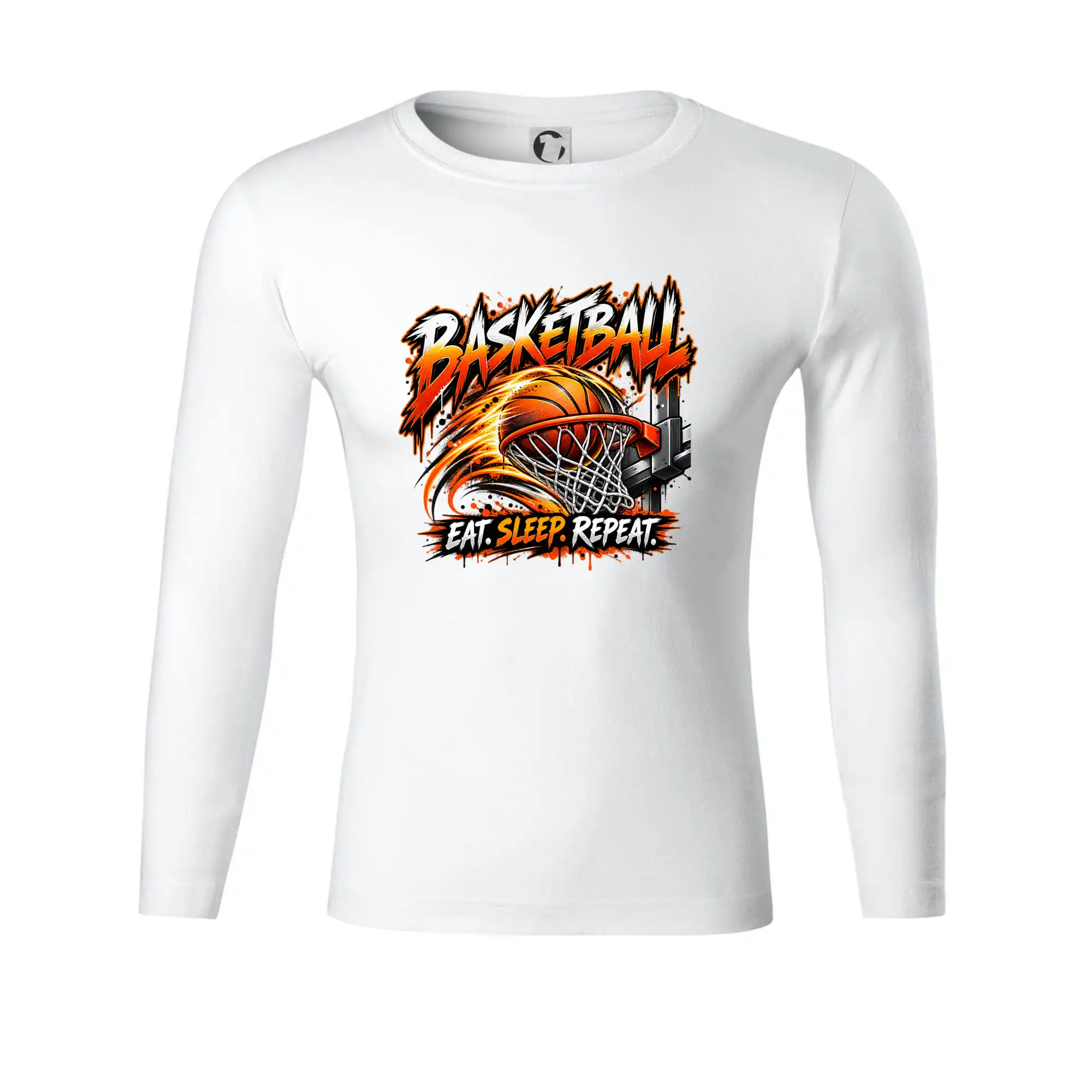 Basketbalový koš s míčem eat sleep repeat
