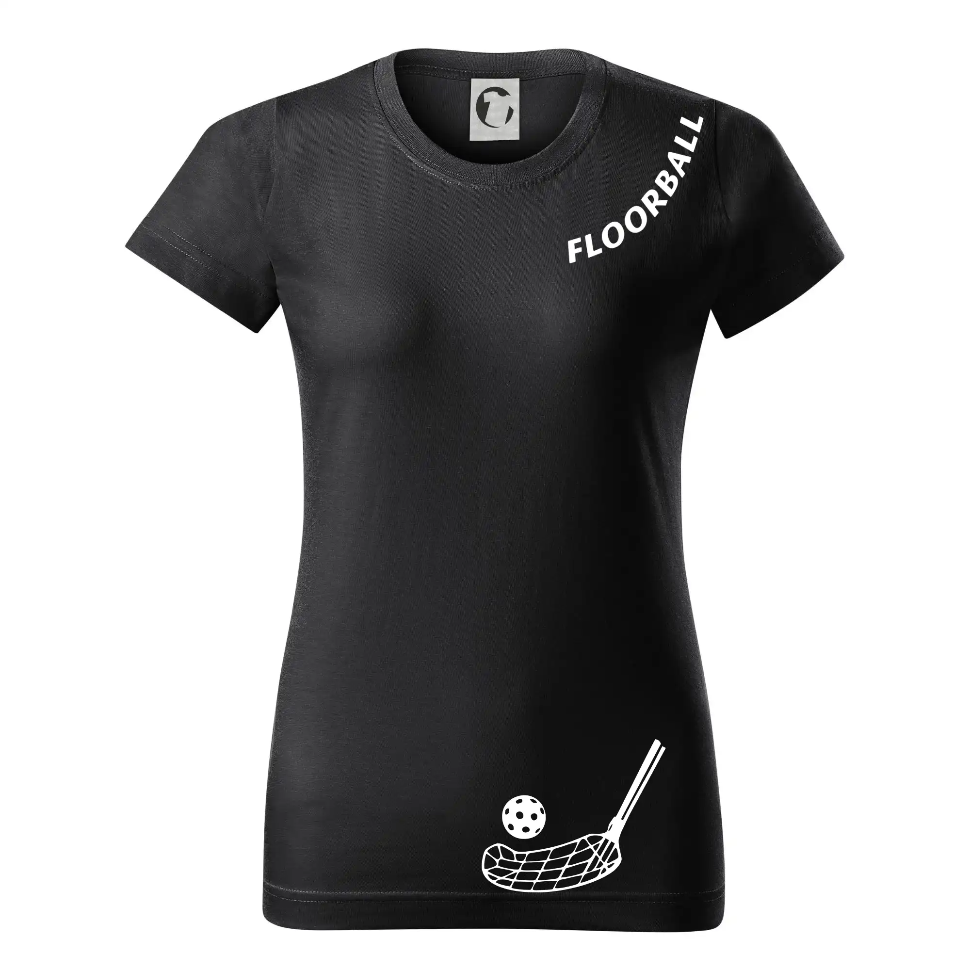 Florbalové tričká - Floorball nápis šikmo - Dámske tričko basic - ľahko voľnejšie a dlhšie