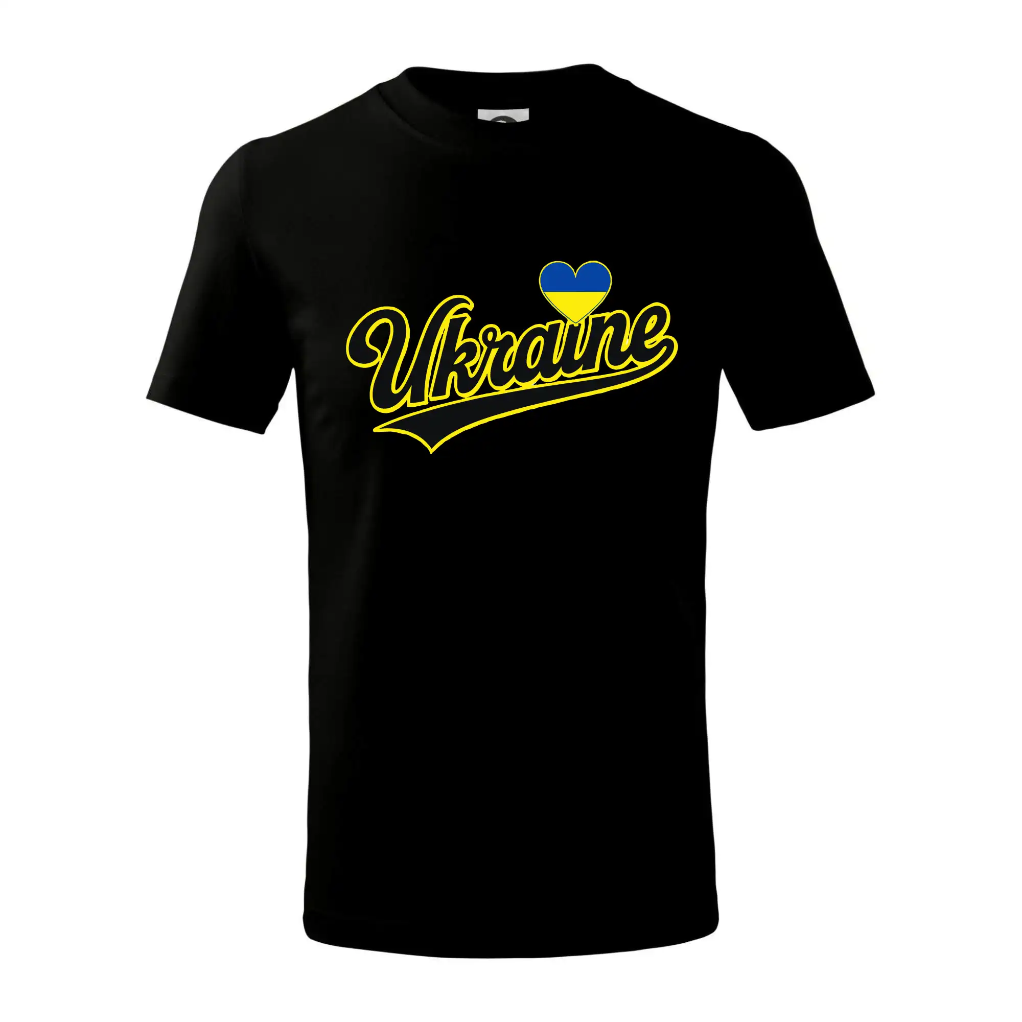 Tričká s vlajkou ukrajiny - Ukraine - nápis čierny - Tričko detské bavlnené