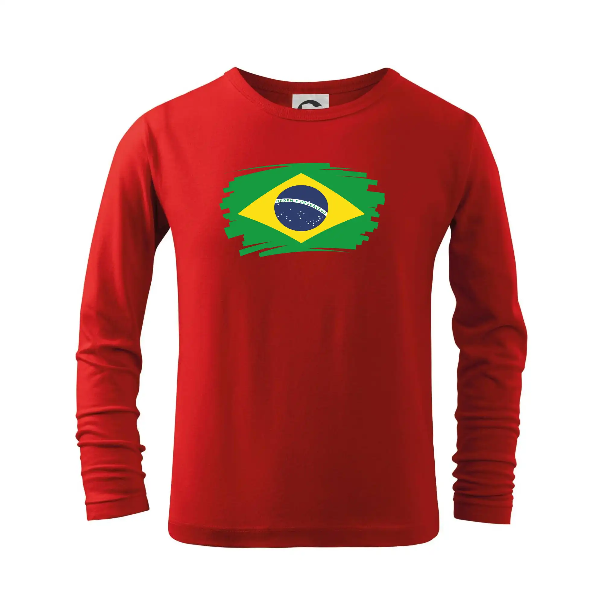Motívy štátnych vlajok - Brazília vlajka štetkou - Tričko detské Long Sleeve