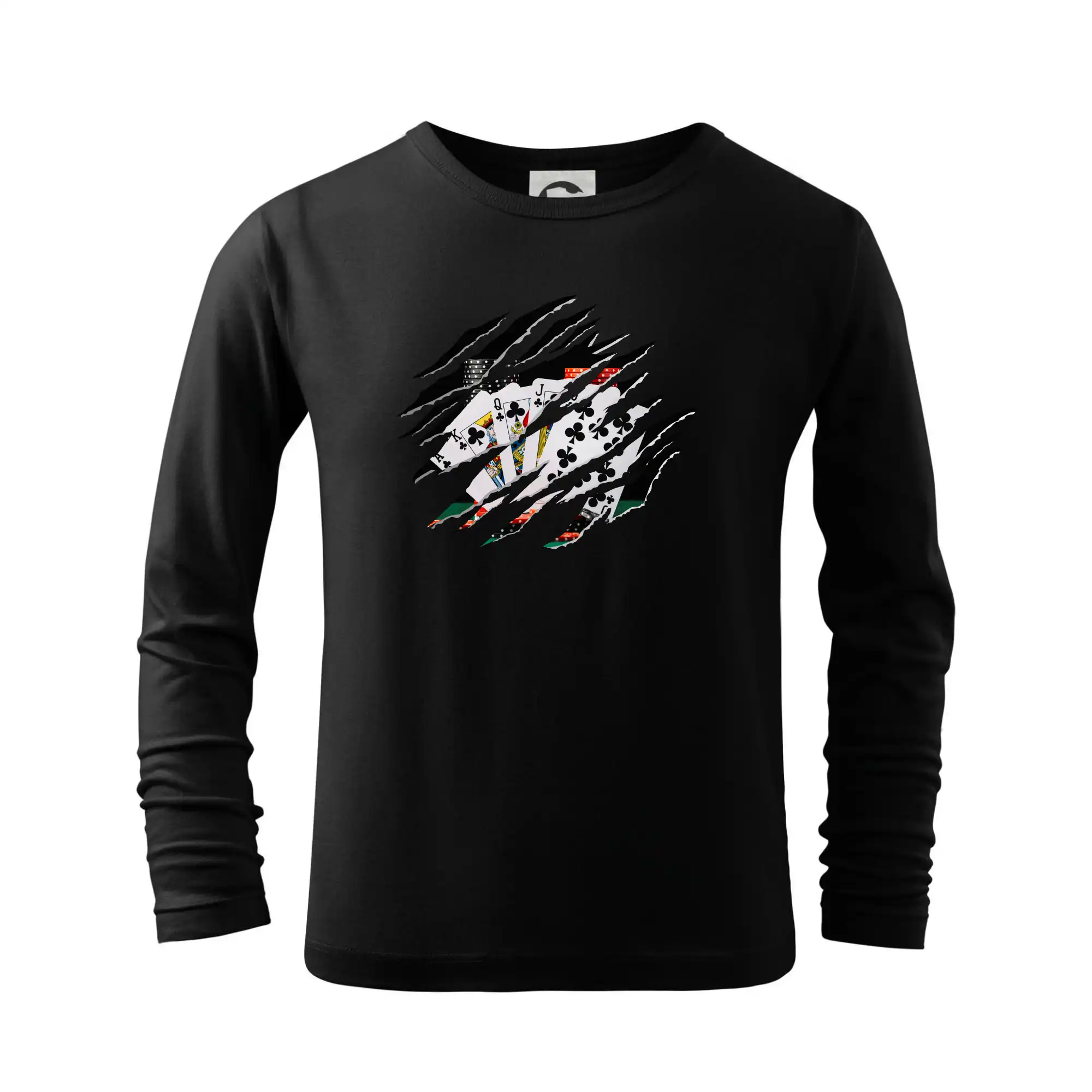 Poker tričká - Roztrhané triko - poker - Tričko detské Long Sleeve