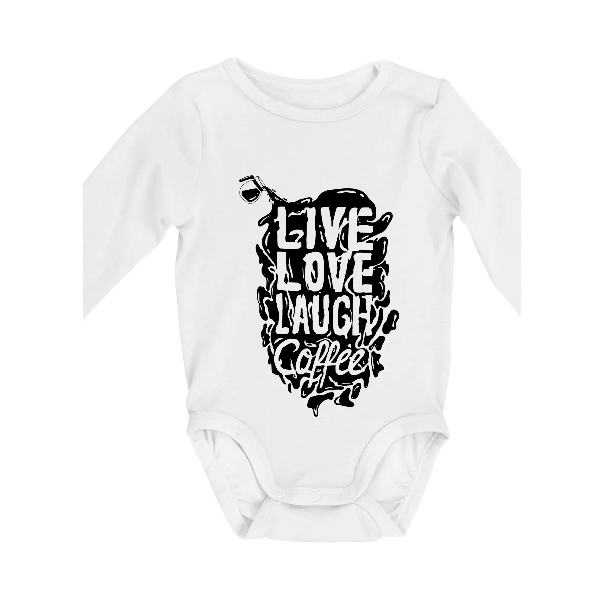 Motívy pre baristu a milovníkov kávy - Live love laugh coffee - Body dojčenské s dlhým rukávom