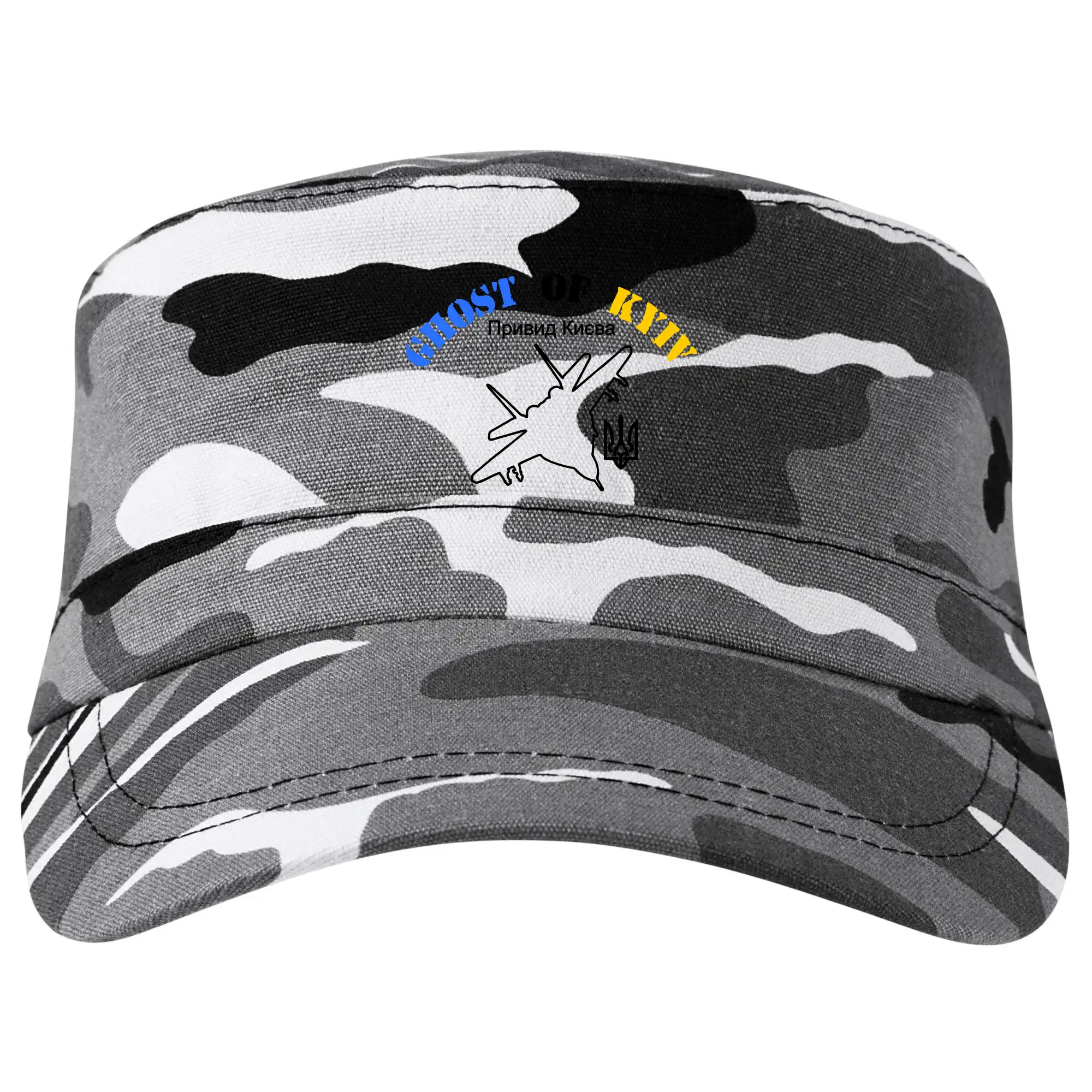Tričká s vlajkou ukrajiny - Ghost of Kyiv - Mig 29 Fulcrum - Šiltovka CAMO