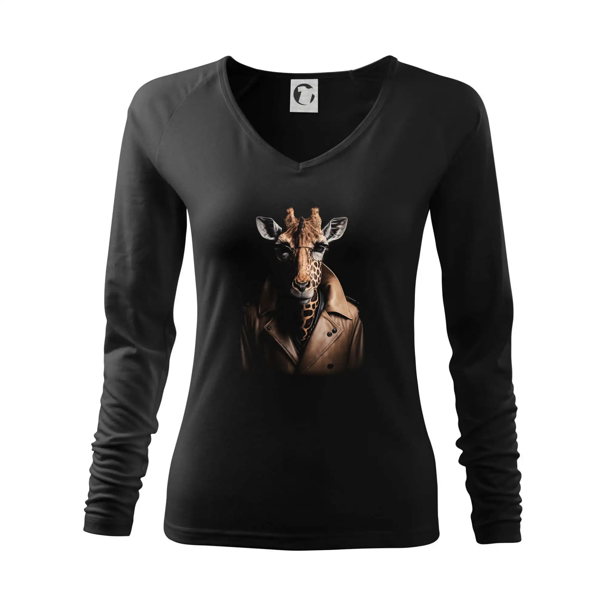 Tričká so zvieratami - Žirafa v kožené bundě - Tričko dámske Elegance
