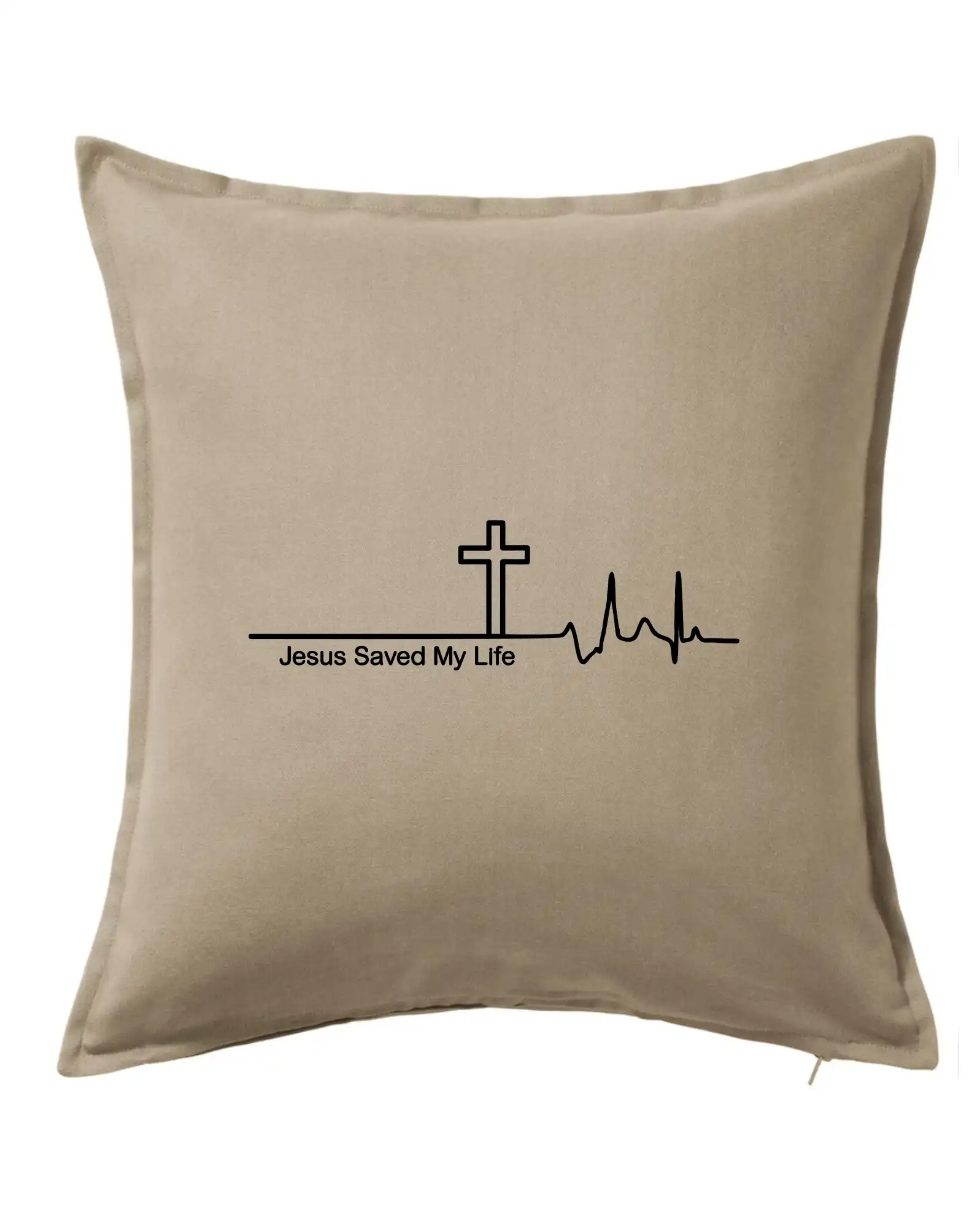 Jesus Saved My Life kríž ekg - Vankúš 50x50