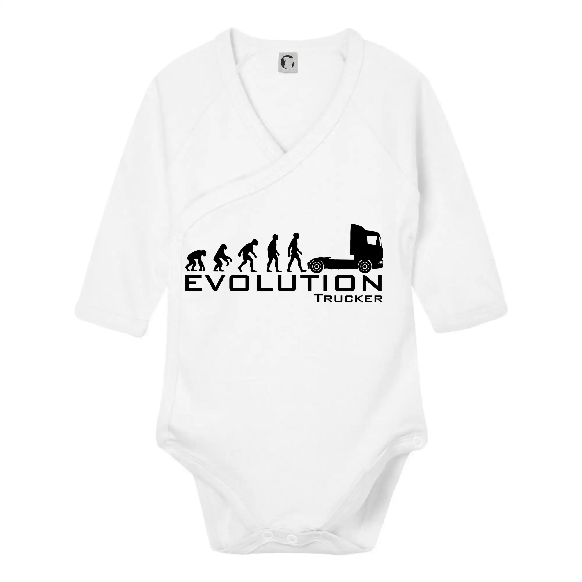 Auto tričká - Evolúcia trucker - Body zavinovacie s dlhým rukávom