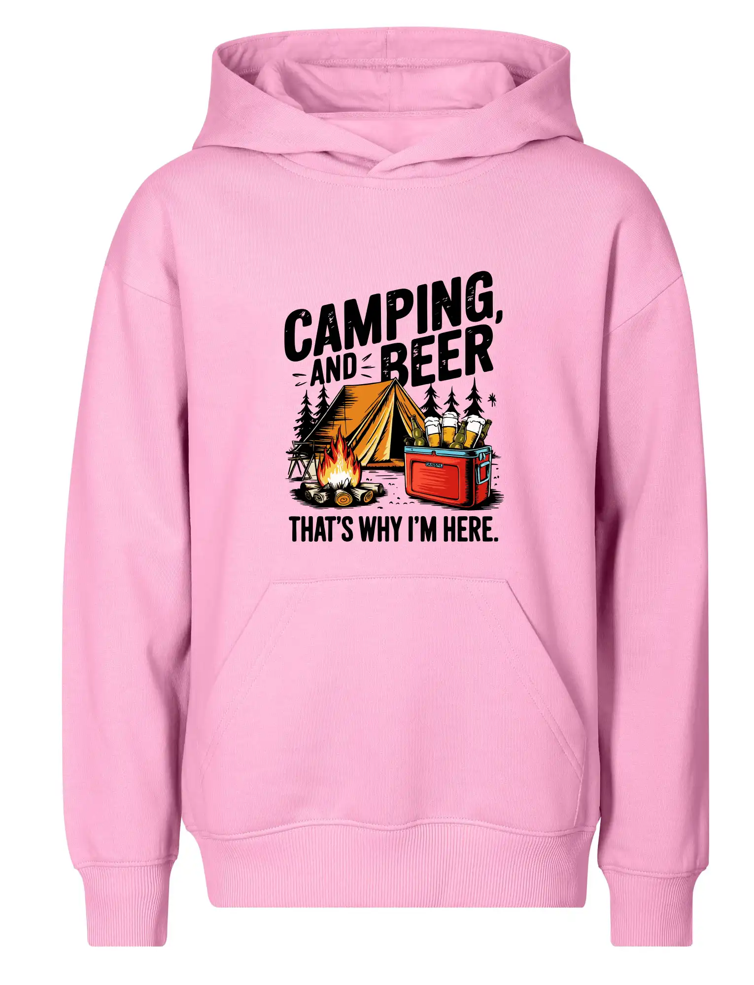 Černý nápis nápis Camping and beer