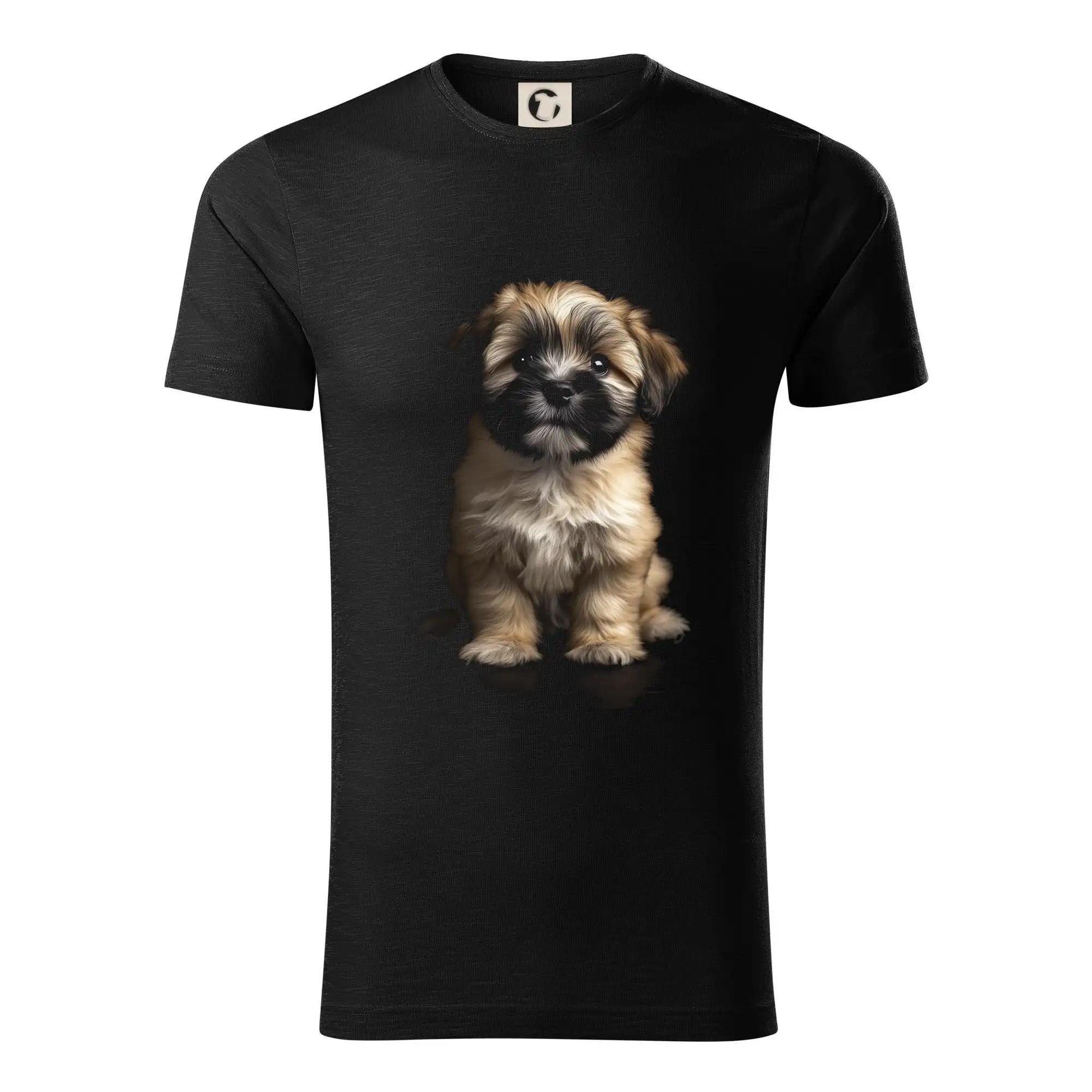 Ostatné psie plemená - Lhasa Apso šteňa čierna fotka - Tričko z organickej bavlny