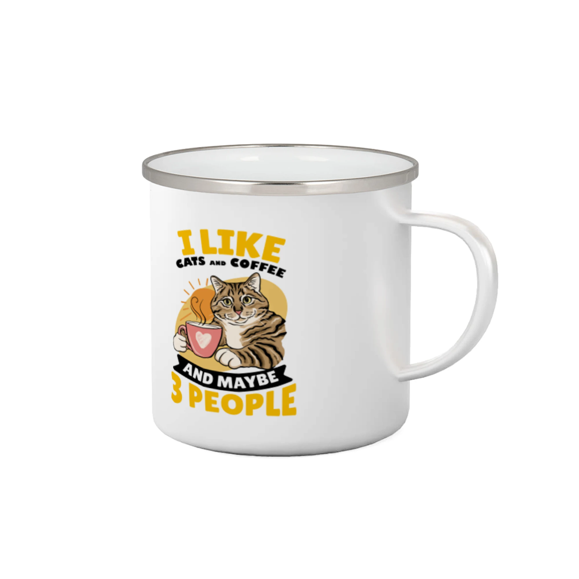 Vtipná tričká s mačkou - I like cats and coffee and maybe 3 people - Plecháčik