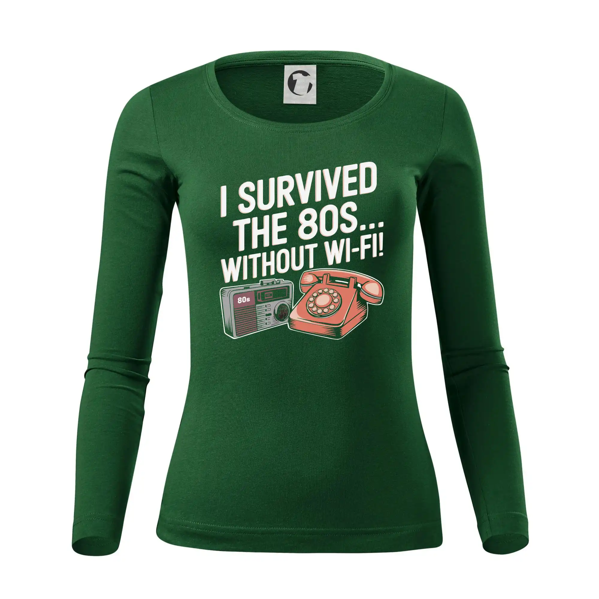 I survived the 80s without WI-FI - Dámske tričko FIT-T LS - zužené