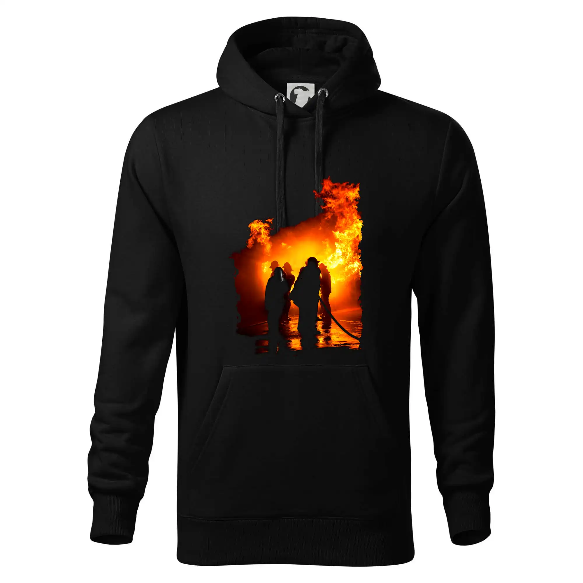 Originálne tričká pre hasičov - Hasiči pri zásahu - Mikina pánska Cape s kapucňou