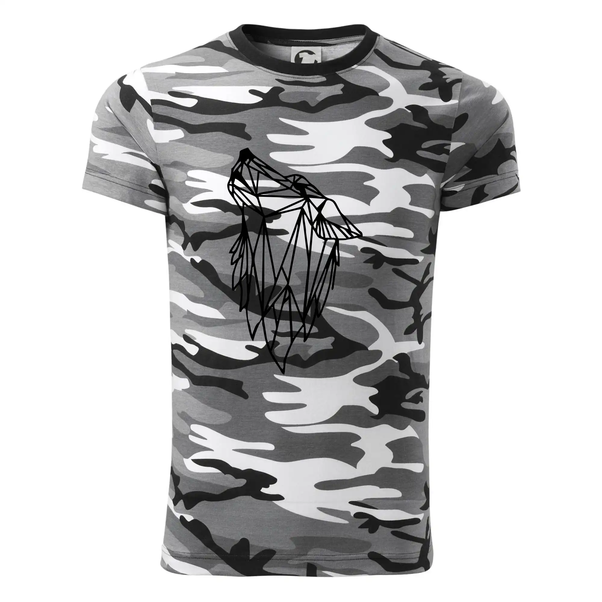 Tričká s vlkom - Geometria - vlk - vyjúci - Army CAMOUFLAGE