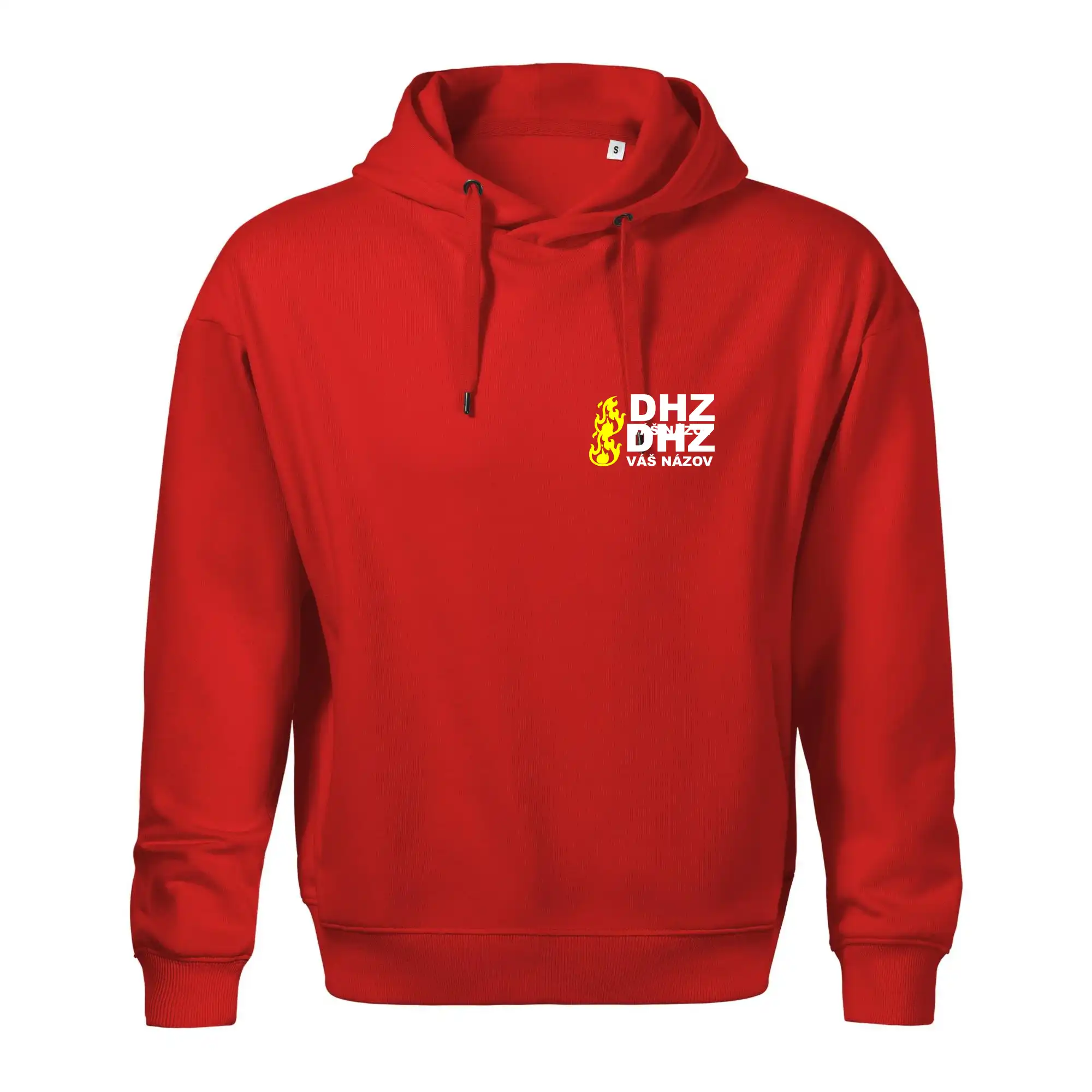 Originálne tričká pre hasičov - DHZ (oheň, názov sboru - vlastný nápis) - Oversized mikina pánska Moon - kratšia + širšia